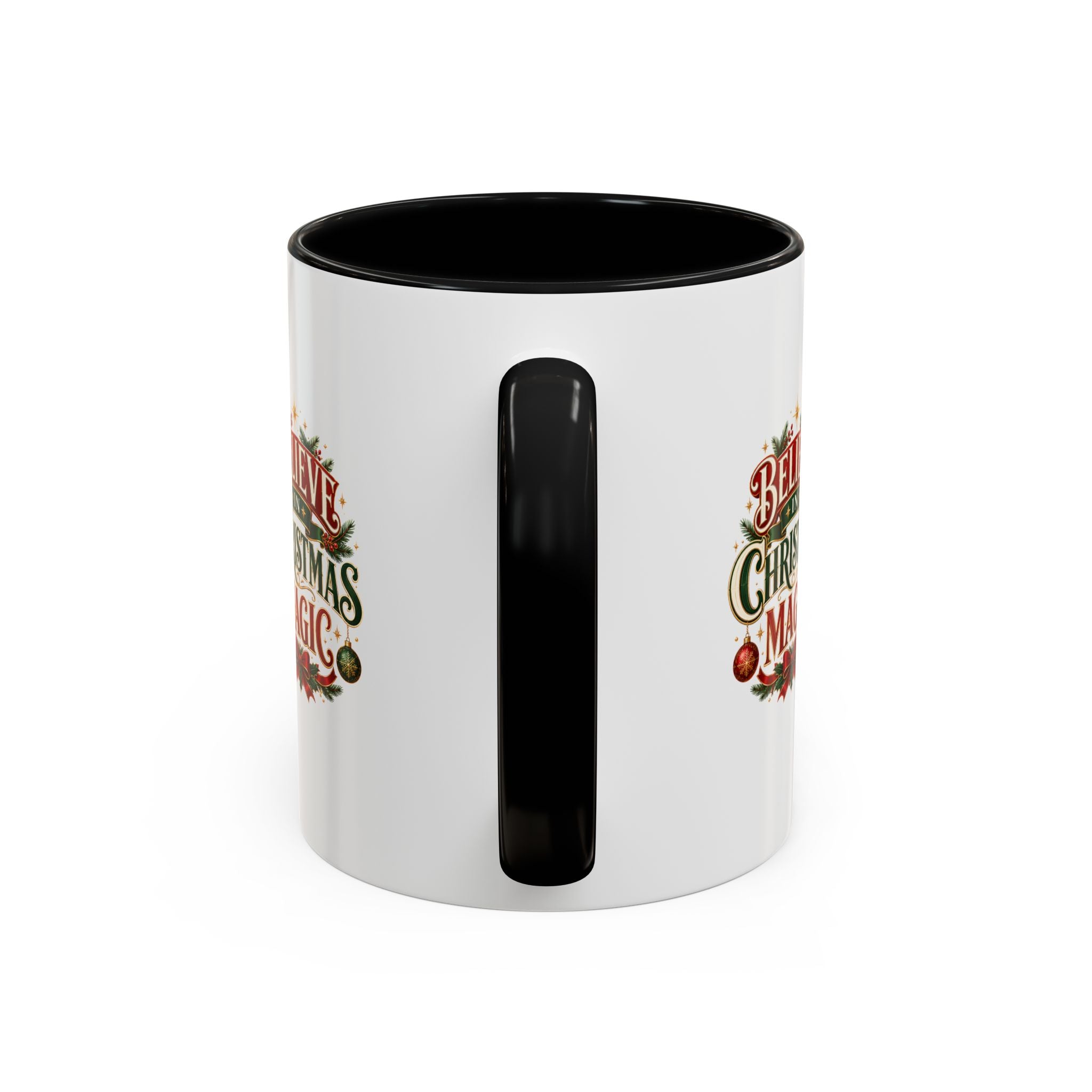 Believe in Christmas Magic Accent Coffee Mug — Festive Holiday ,Ceramic