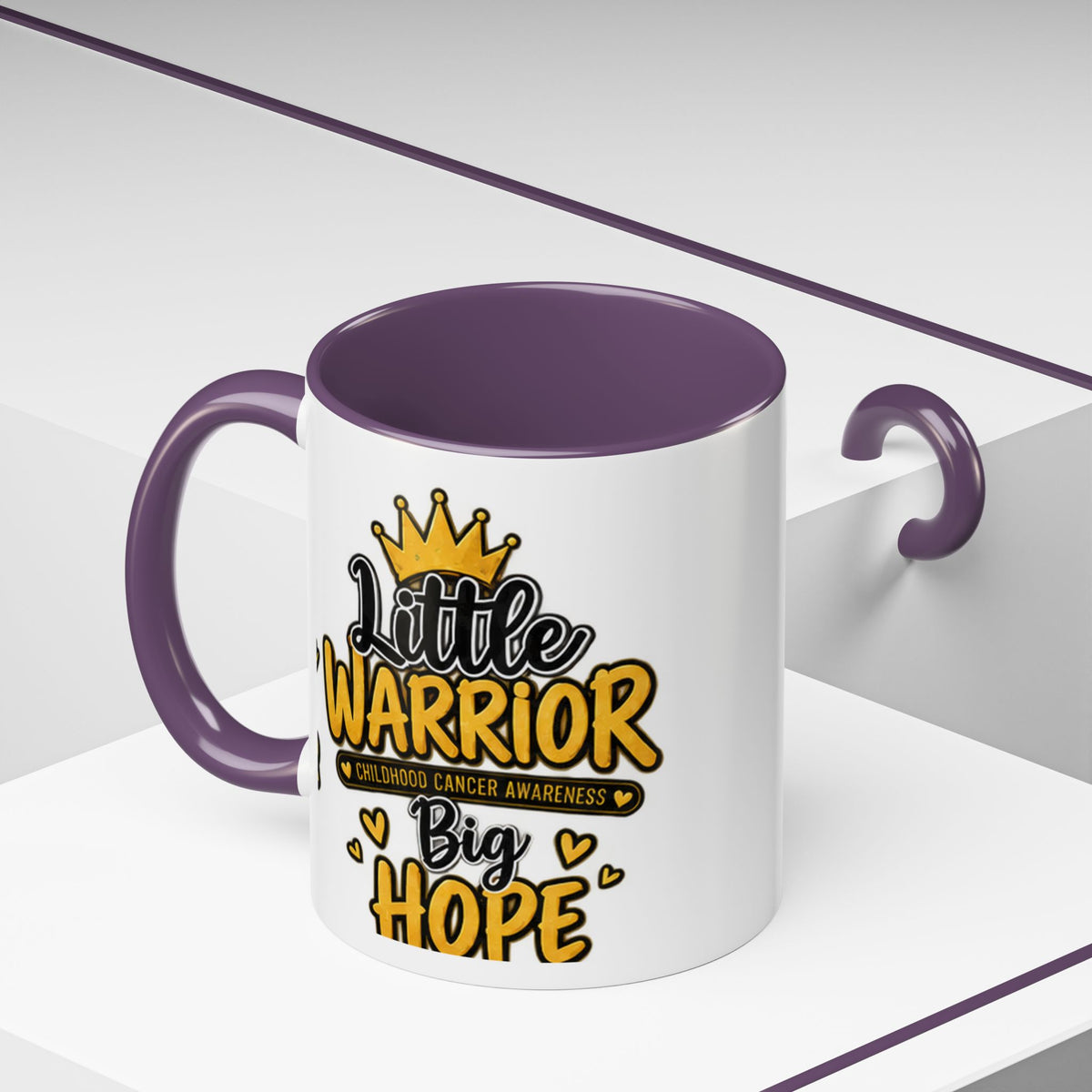 Little Warrior Childhood Cancer Awareness Coffee Mug – "Big Hope" Accent Mug