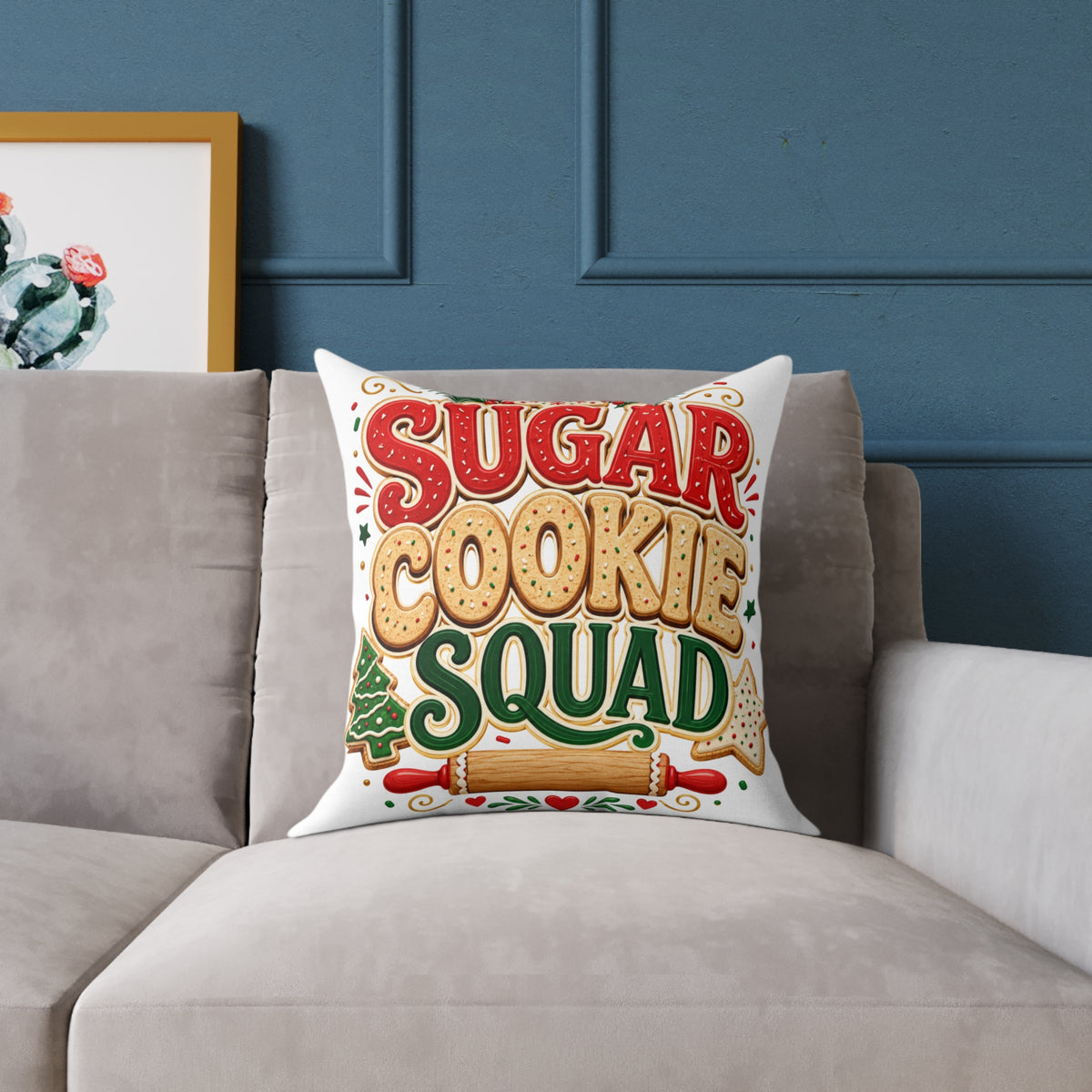 Christmas Sugar Cookie Squad Pillow – Christmas Holiday Decorative Throw Pillow