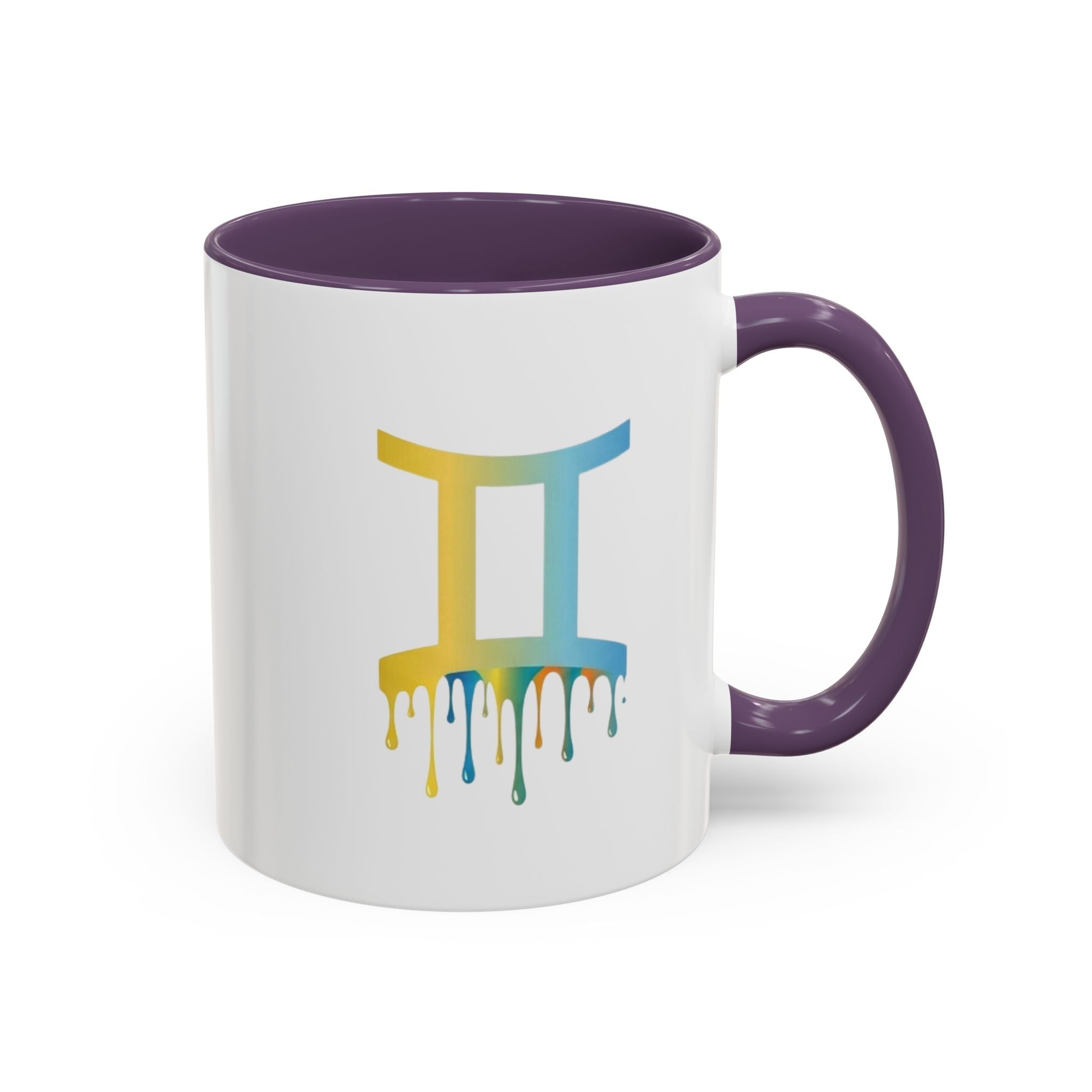Gemini Zodiac Coffee Mug - Dripping Rainbow Gemini Symbol Accent Mug