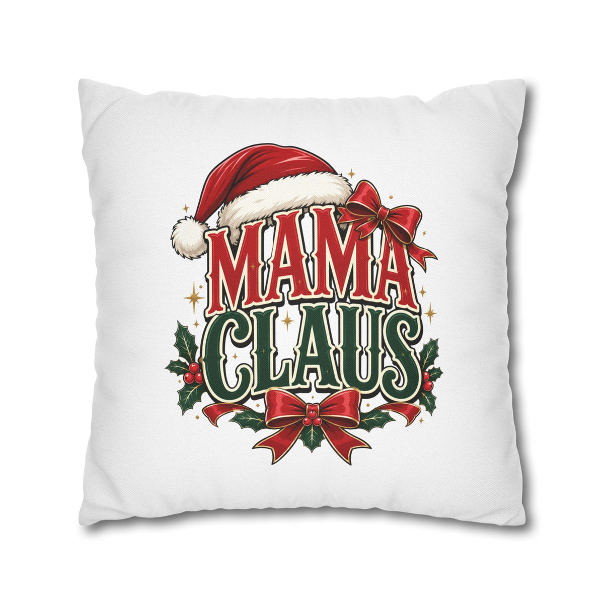 Christmas Mama Claus Holiday Throw Pillowcase — Christmas Decorative Square Pillow Cover