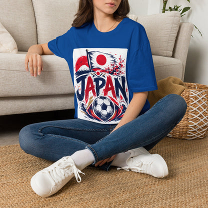 Japan Soccer T-Shirt — Japanese Flag & Cherry Blossom Football Graphic