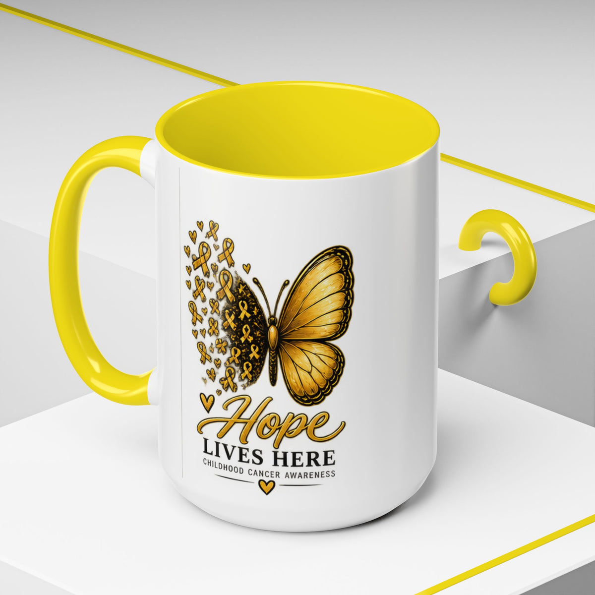 Hope Lives Here Childhood Cancer Awareness Accent Coffee Mug