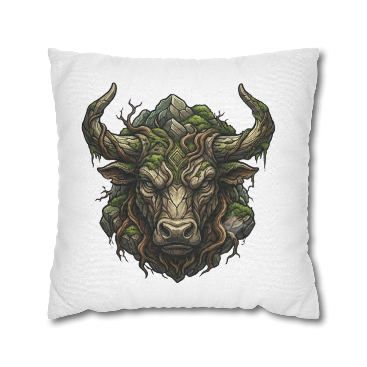 Taurus Forest Bull Decorative Pillowcase — Mythic Woodland Ox Accent Cushion