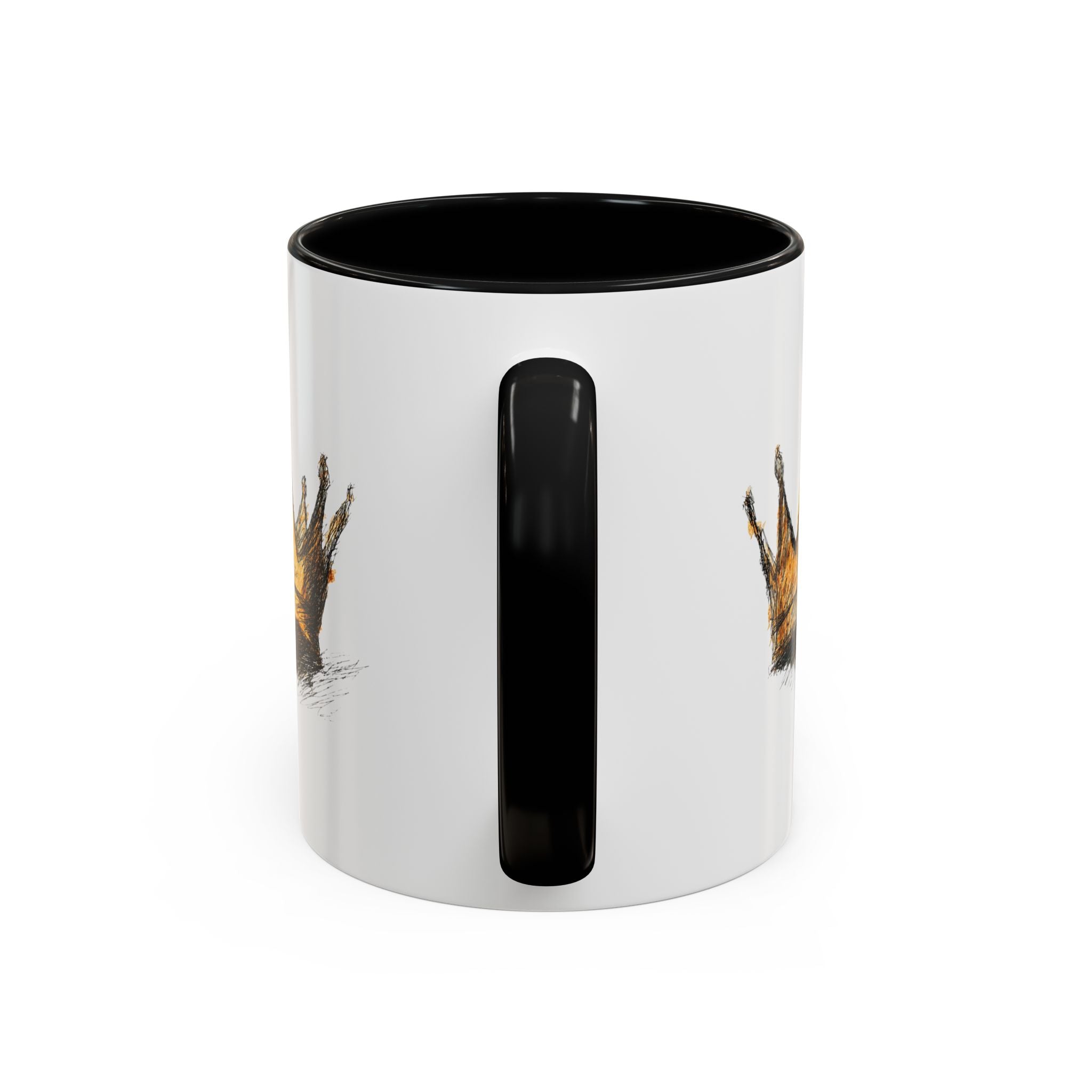 Royal Crown Accent Coffee Mug — Hand-Sketched Gold Crown Design