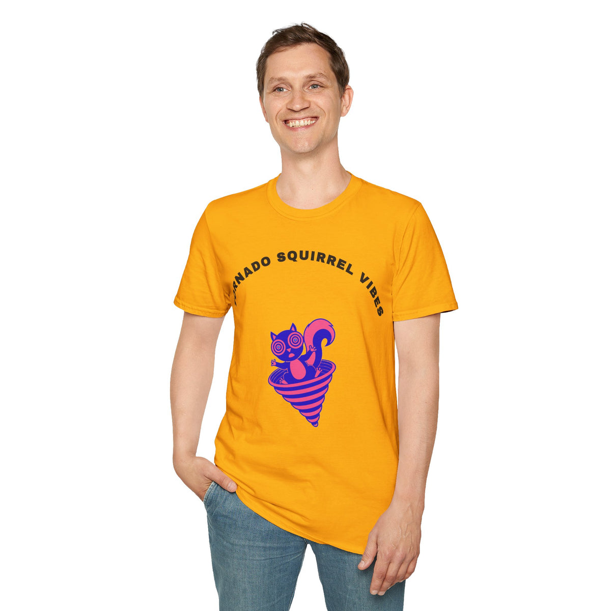 T-Shirt — Tornado Squirrel Vibes Cute Cat Cone Graphic Tee - Trending Now - September 2026