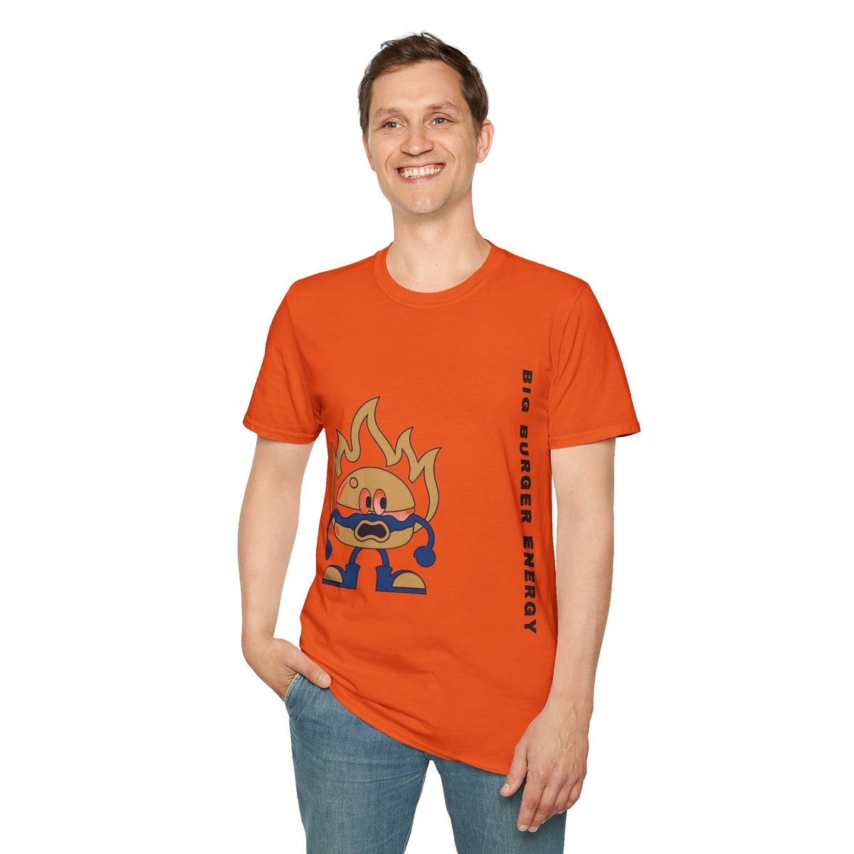 Burger Mascot T‑Shirt — ‘Big Burger’ Flame Character Graphic Tee - Trending Now - September 2026