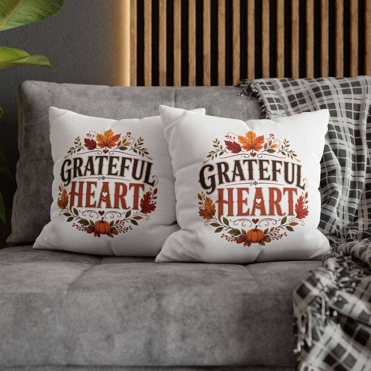 Thanksgiving Grateful Heart Fall Pillowcase - Thanksgiving Autumn Decorative Throw Cover
