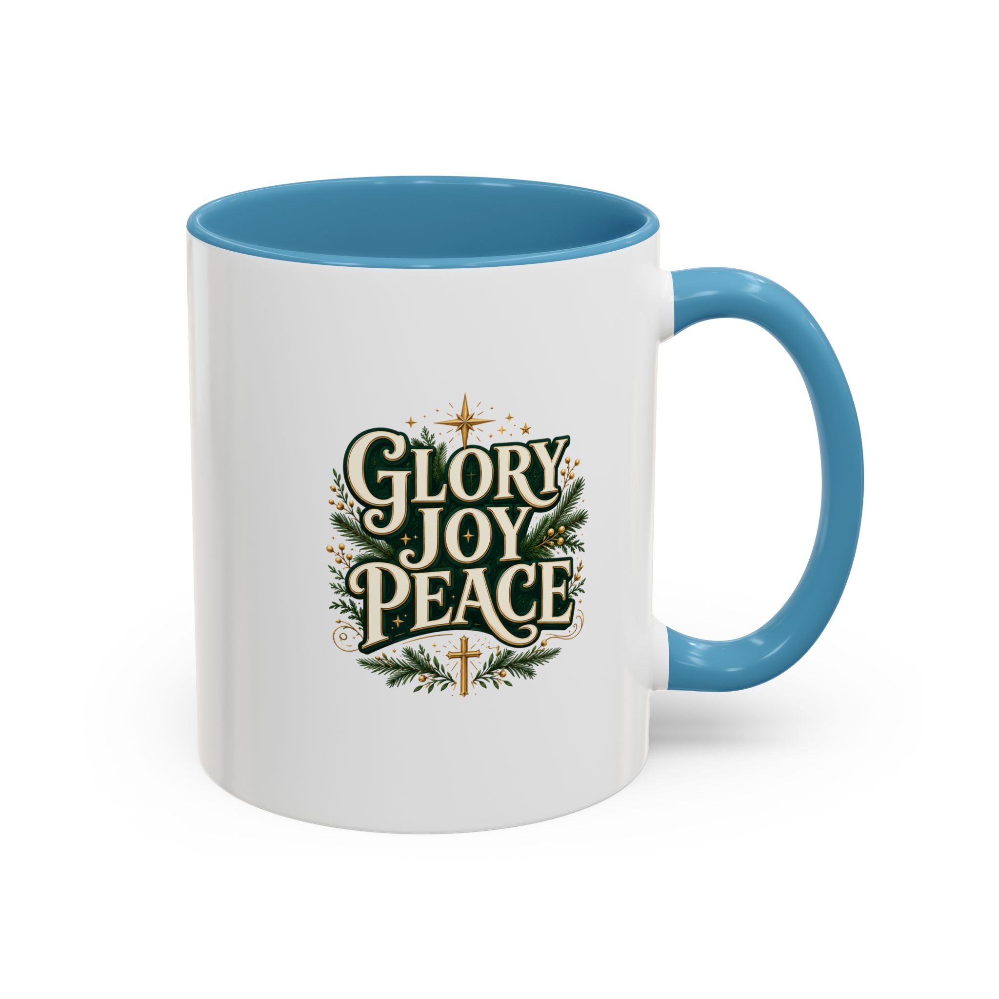 Glory Joy Peace Christmas Coffee Mug - Holiday Scripture Accent Mug
