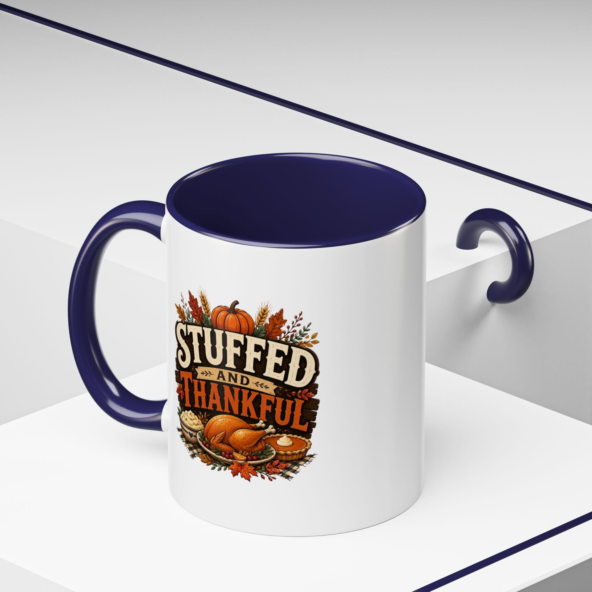 Thanksgiving Mug Stuffed and Thankful Coffee Mug — Thanksgiving Fall Holiday Kitchen Gift