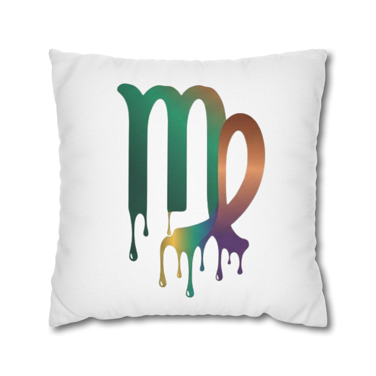 Virgo Zodiac Drip Pillowcase — Colorful Astrology Square Throw Pillow Cover