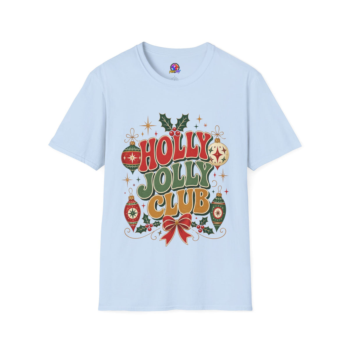 Holly Jolly Club Christmas T-Shirt — Retro Holiday Ornament Tee