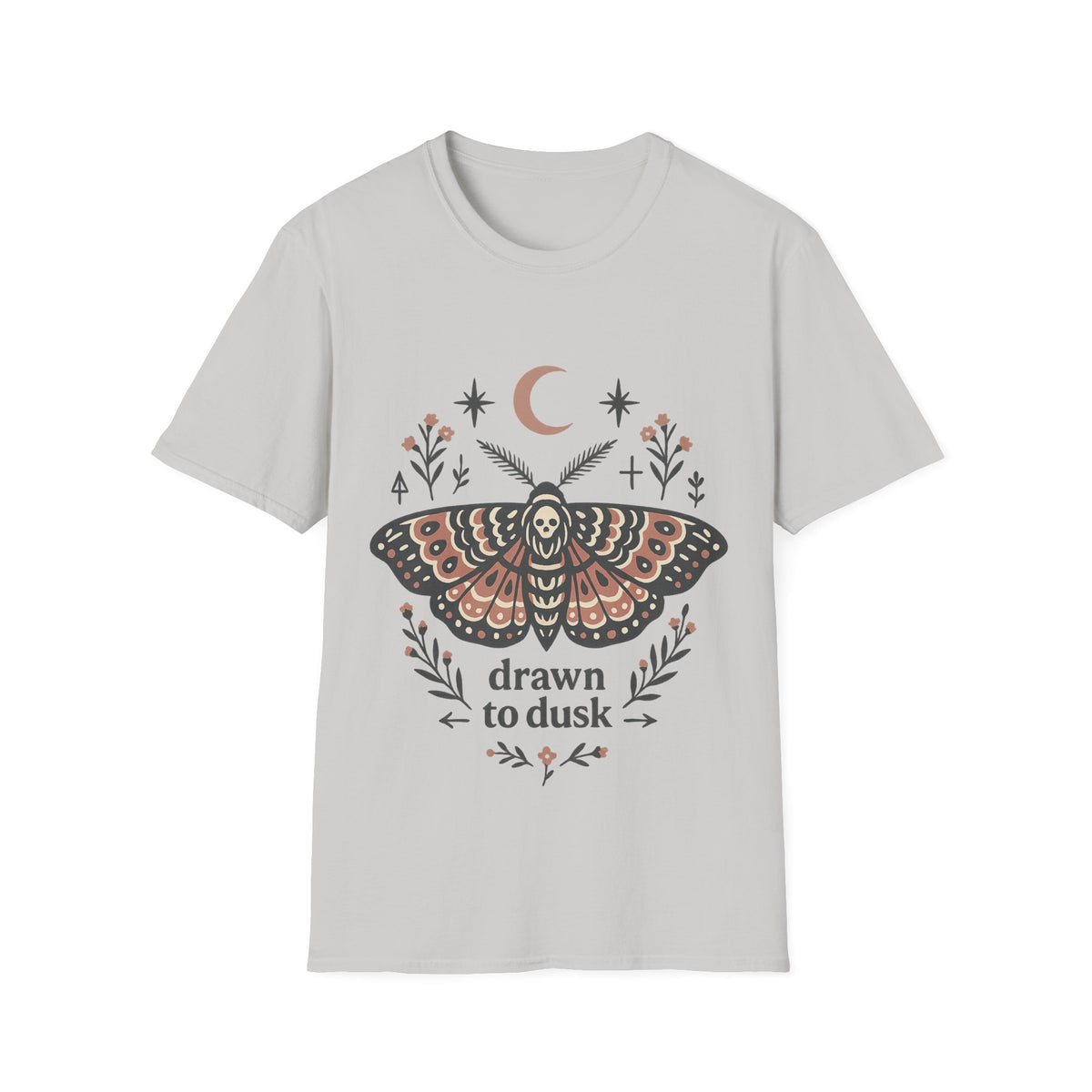 Mystic Moth T-Shirt — Crescent Moon & Floral Boho Graphic - Trending Now- August 2026