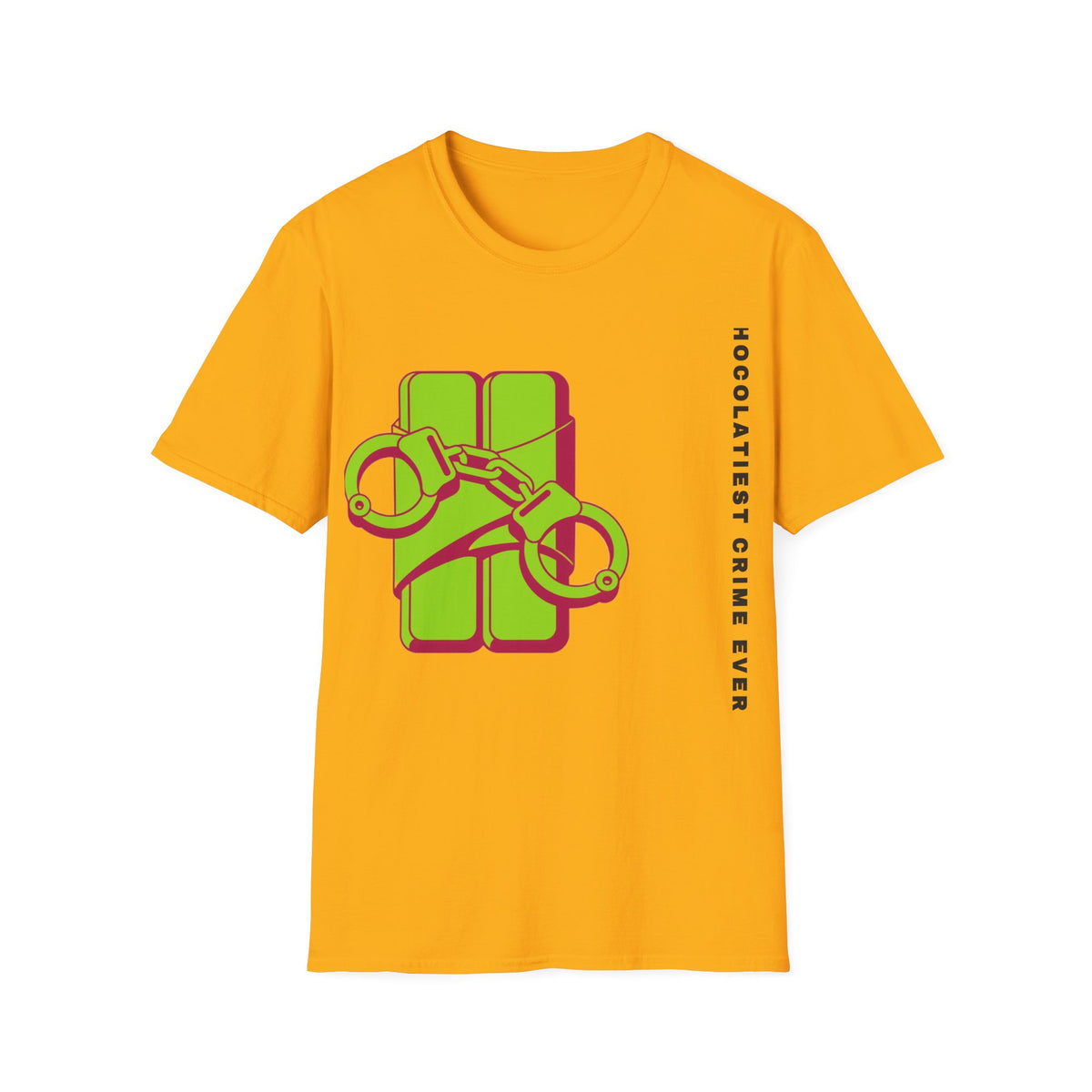Chocolateie Graphic T‑Shirt — Green Candy Bar with Handcuffs Design - Trending Now - September 2026