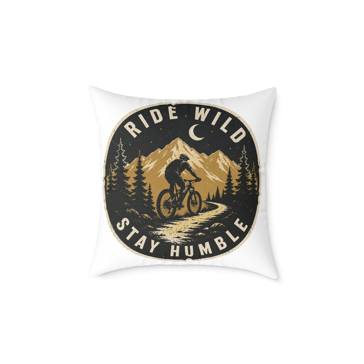 Ride Wild Stay Humble Mountain Bike Pillow  Milo Bailey Dog Dad Mom — Outdoor Cycling Adventure Throw Pillow