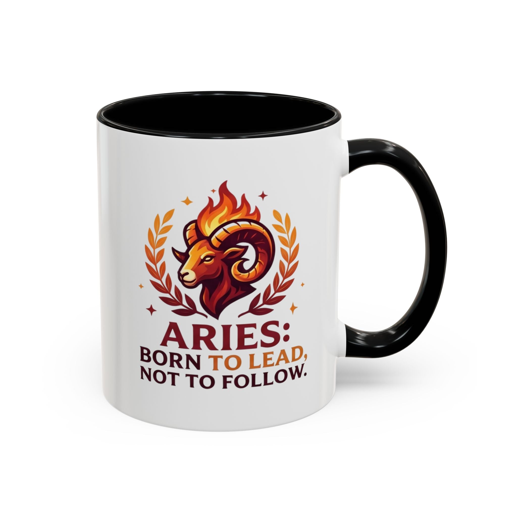 Aries Coffee Mug — "Aries: Born to Lead, Not to Follow" Zodiac Astrology Gift