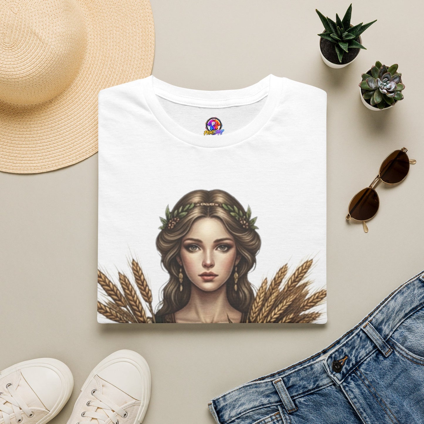 Goddess of Harvest T‑Shirt — Wheat Maiden Graphic Tee