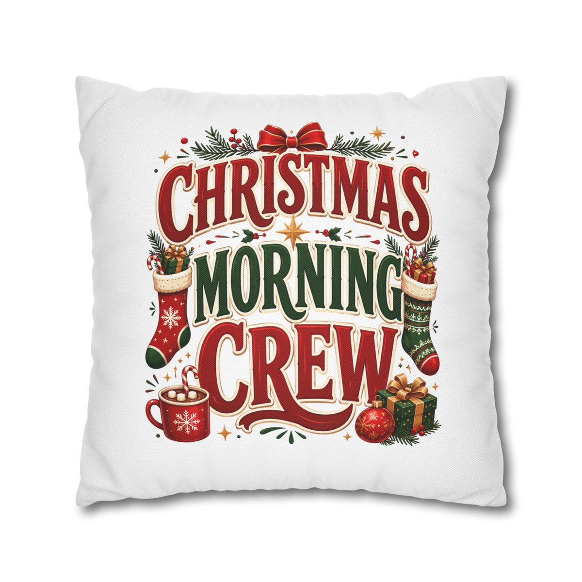 Christmas Spun Square Pillowcase  Morning Crew Pillowcase