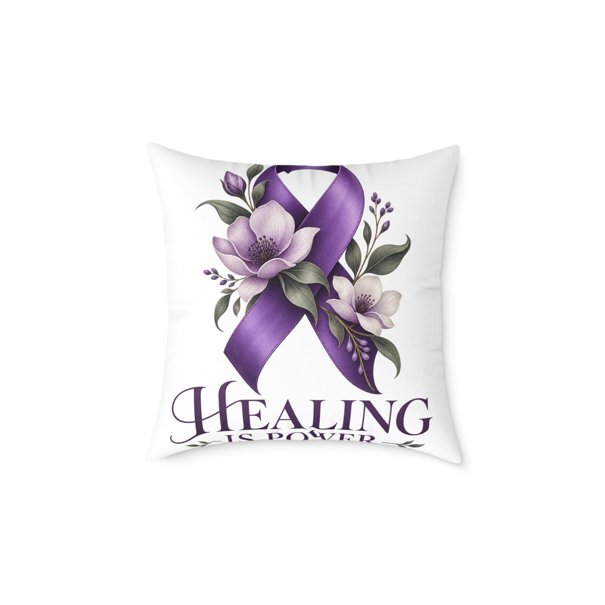 Healing Purple Domestic Violence Awareness Ribbon Pillow — Floral Support Decorative Throw