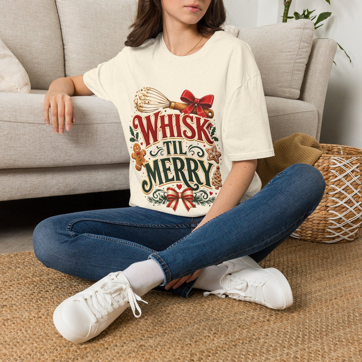 Christmas Baking T-Shirt — "Whisk 'Til Merry" Holiday Tee