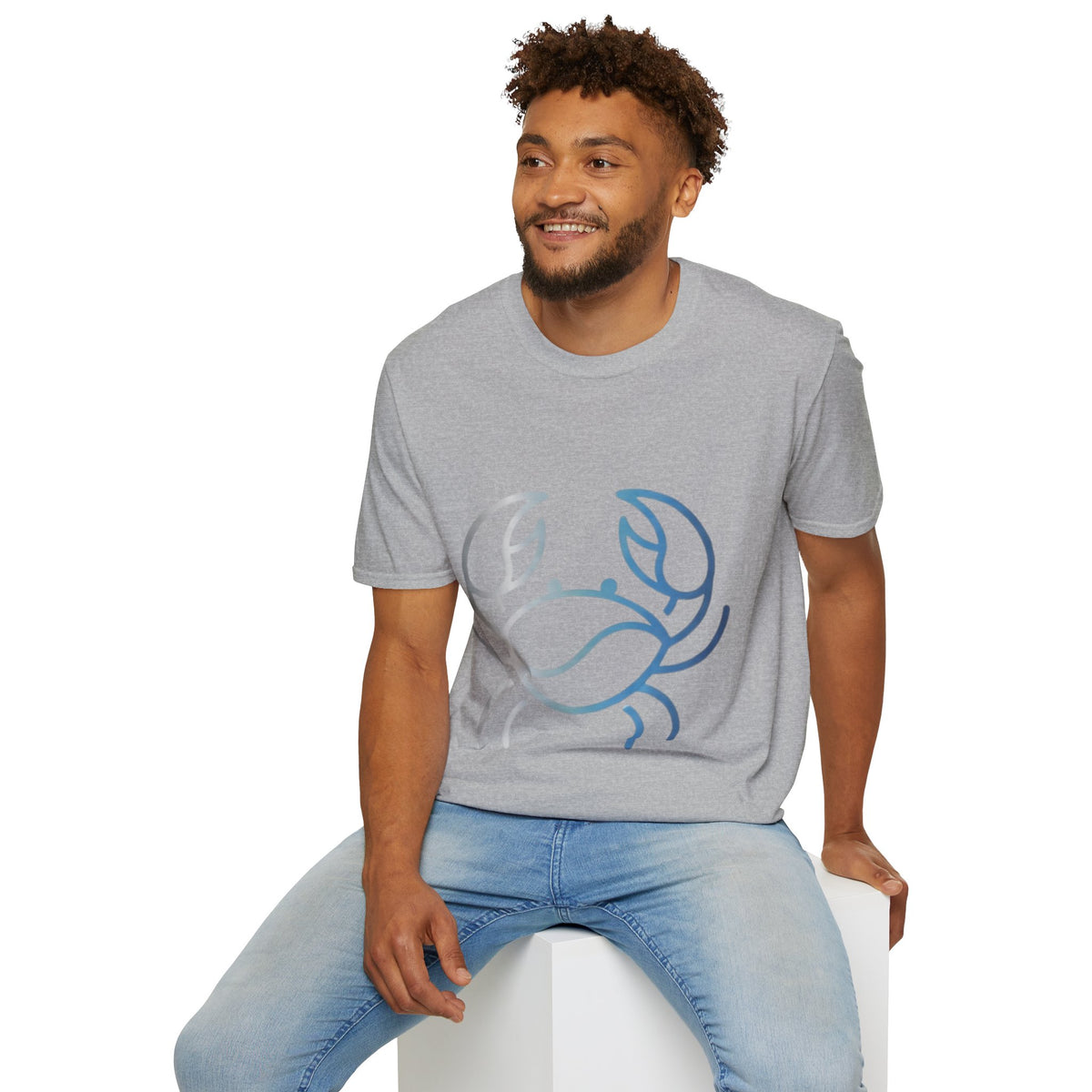 Crab Graphic T-Shirt — Coastal Blue Minimalist Beach Tee