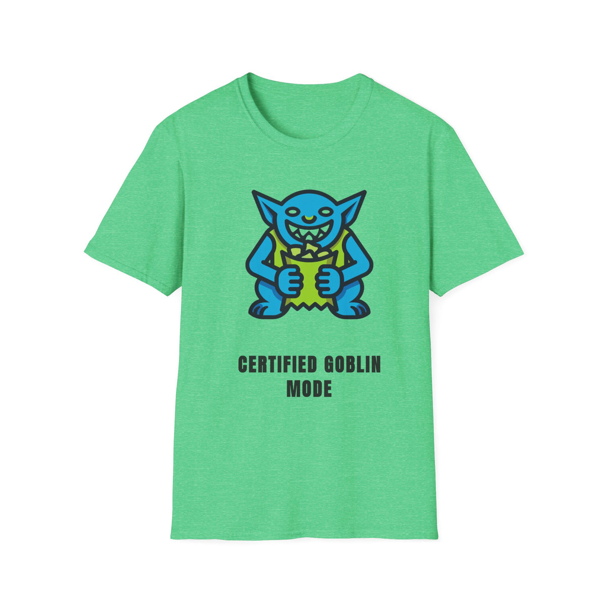 Gritty Goblin Graphic Tee - Cute Blue Goblin "Destined Goblin Mode" T-Shirt - Trending Now - September 2026