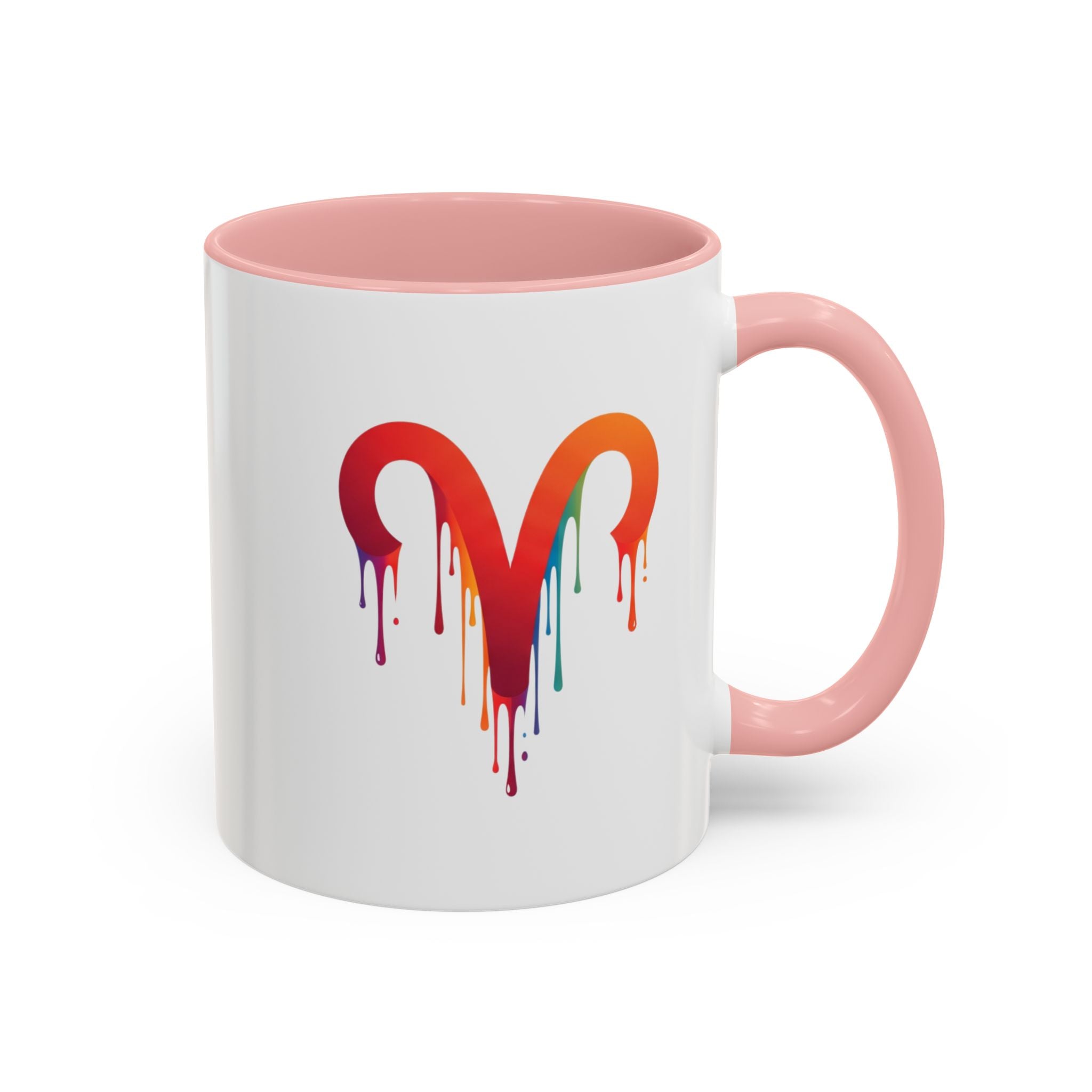 Rainbow Drip Heart Coffee Mug — Colorful Art Accent Mug