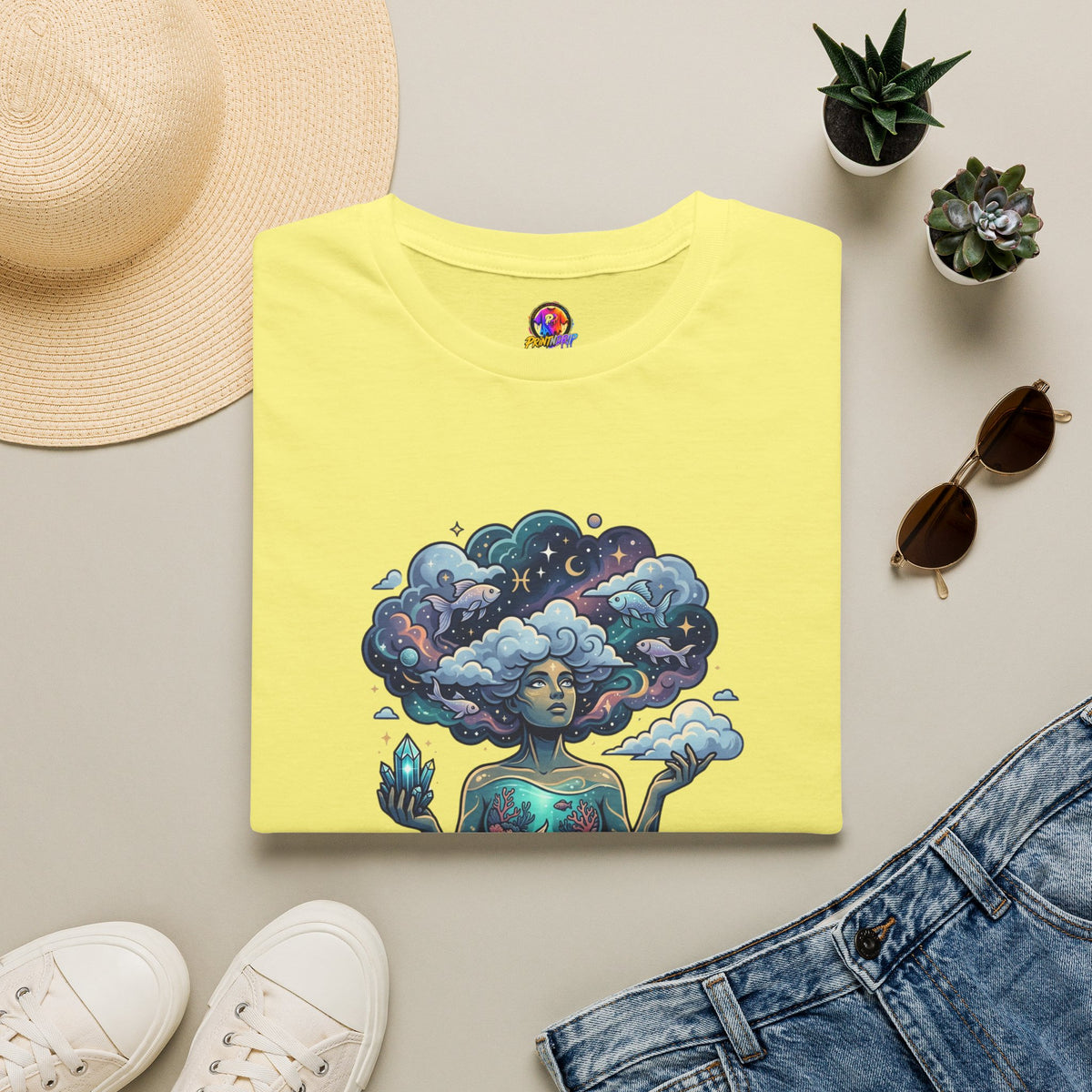 Dreamscape Goddess T-Shirt — 'Head in the Clouds' Surreal Art Tee