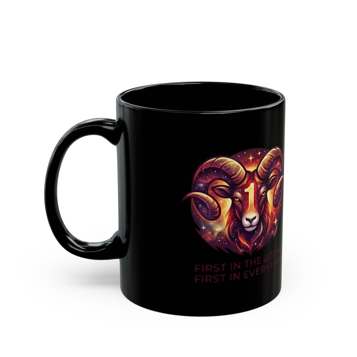 Aries Zodiac Black Coffee Mug — 'First In The Zodiac, First In Everything' Astrological Gift