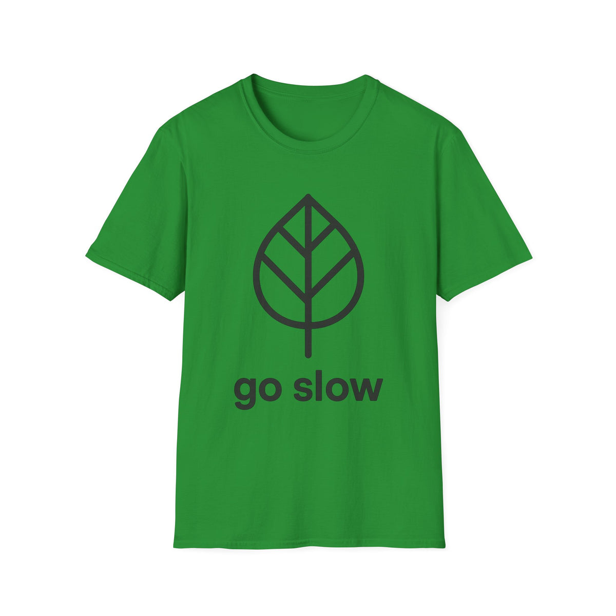 "Go Slow" Minimalist Leaf Graphic Tee - Aesthetic Slow Living Mindfulness White T-Shirt - Trending Now - September 2026