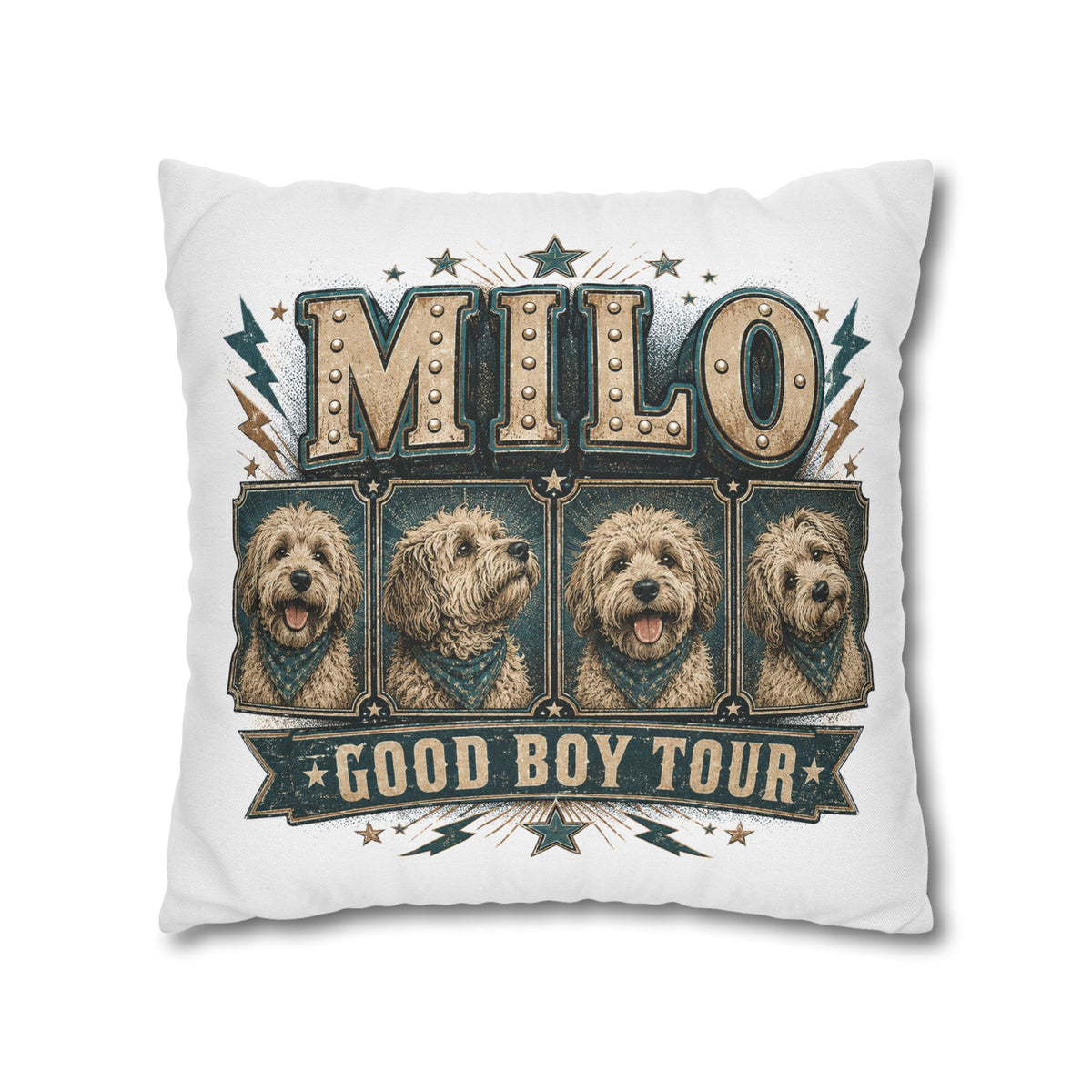 Milo "Good Boy Tour" Dog Photo Throw Pillowcase Milo Bailey Dog Dad Mom