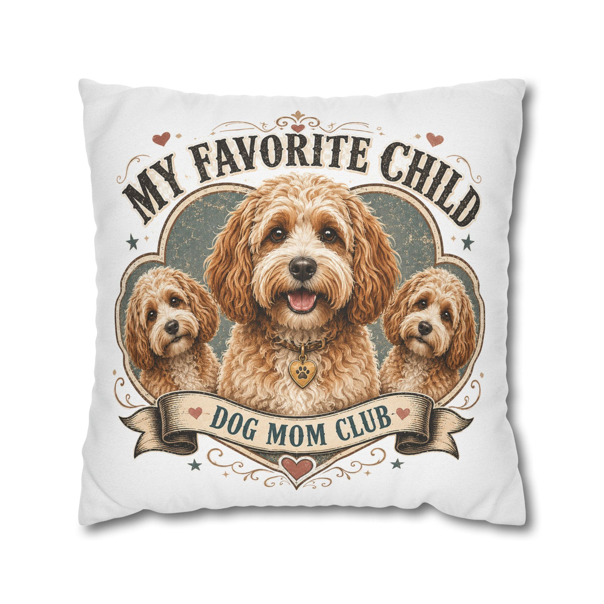 My Favorite Child Dog Mom Club Pillowcase  Milo Bailey Dog Dad Mom— Cute Doodle Pet Throw Pillow Cover