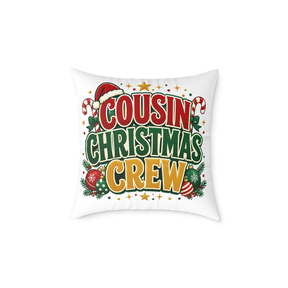 Cousin Christmas Crew Throw Pillow — Festive Holiday Decorative Cushion