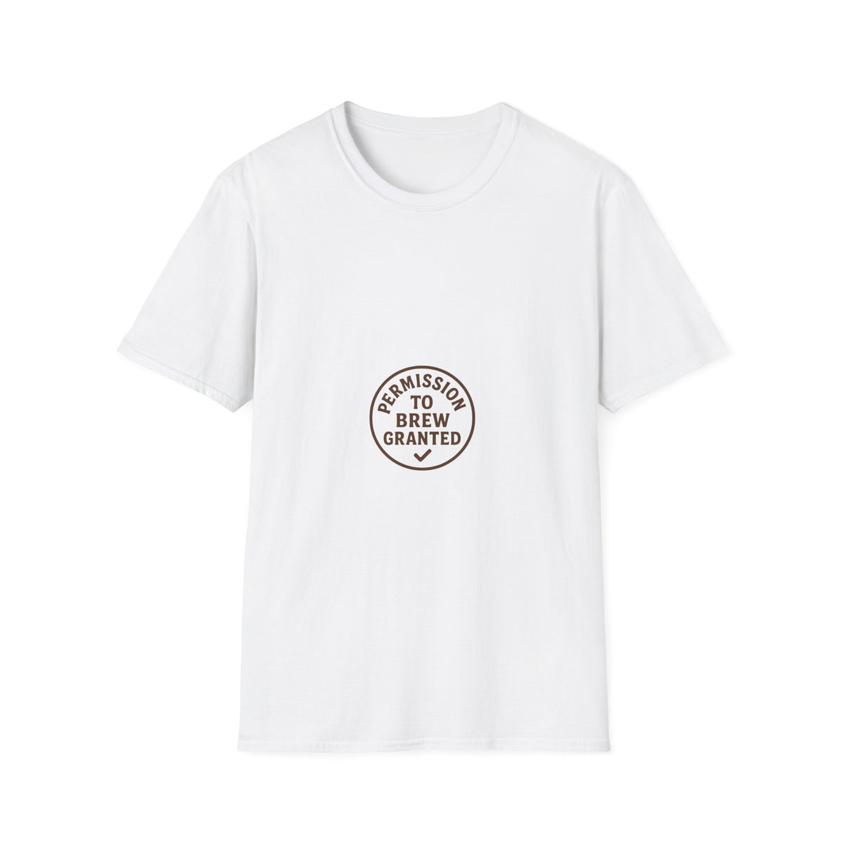 Permission To Brew Granted Circular Badge T-Shirt, Funny Coffee Roaster Typography Tee - Trending Now - September 2026