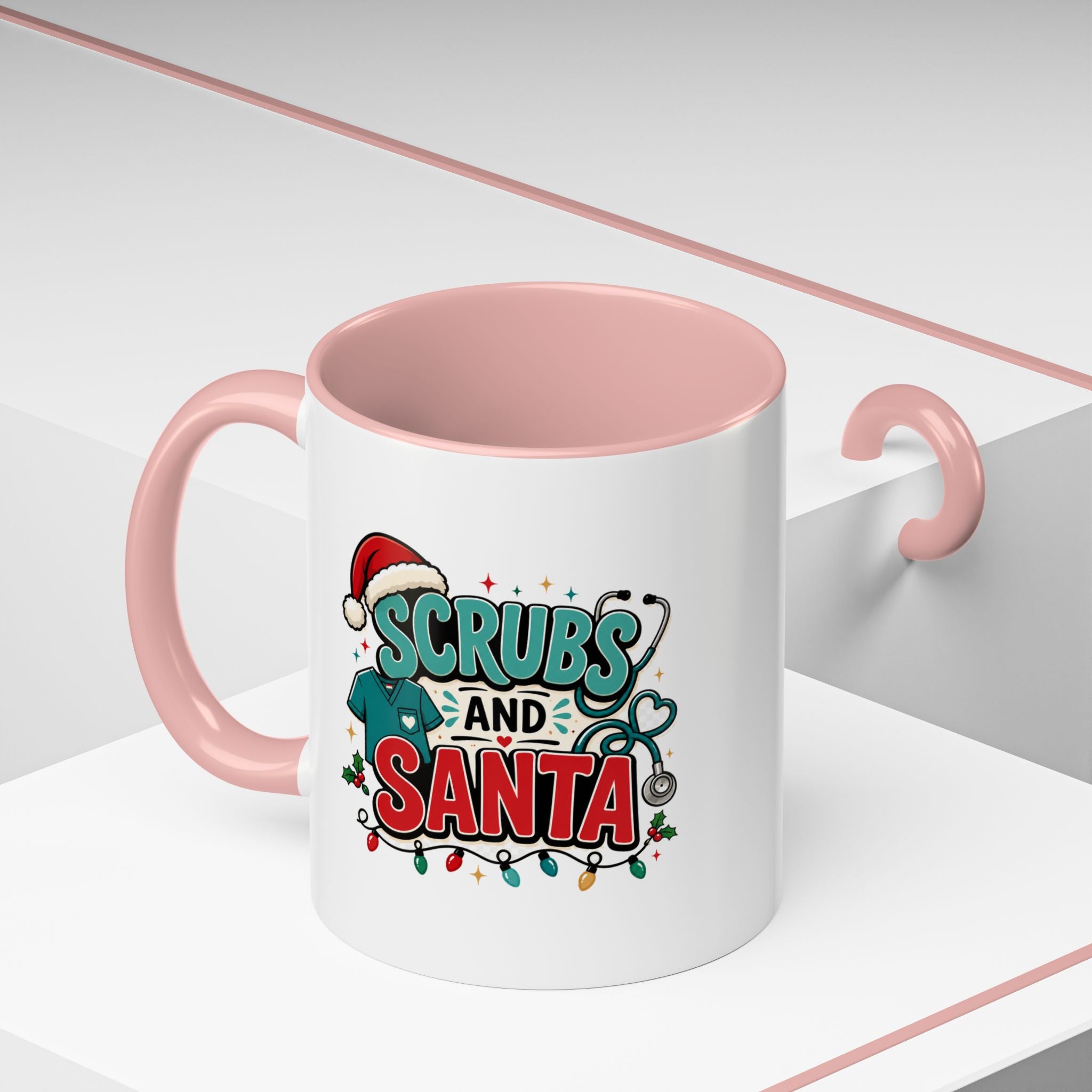 Modern Day Christmas Scrubs and Santa Coffee Mug — Funny Christmas Nurse Gift