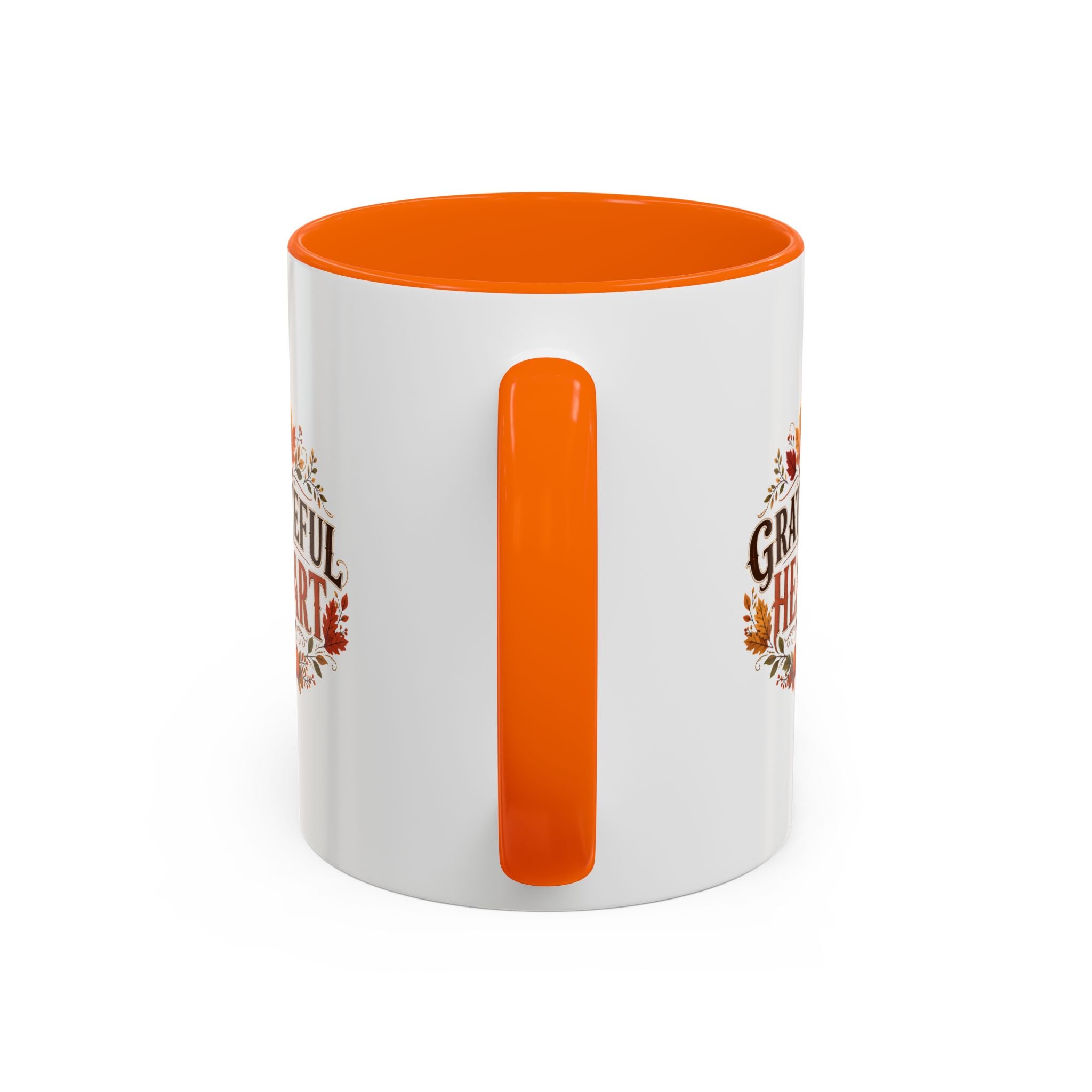 Thanksgiving Mug Grateful Heart Coffee Mug — Fall Leaves Pumpkin Accent Mug