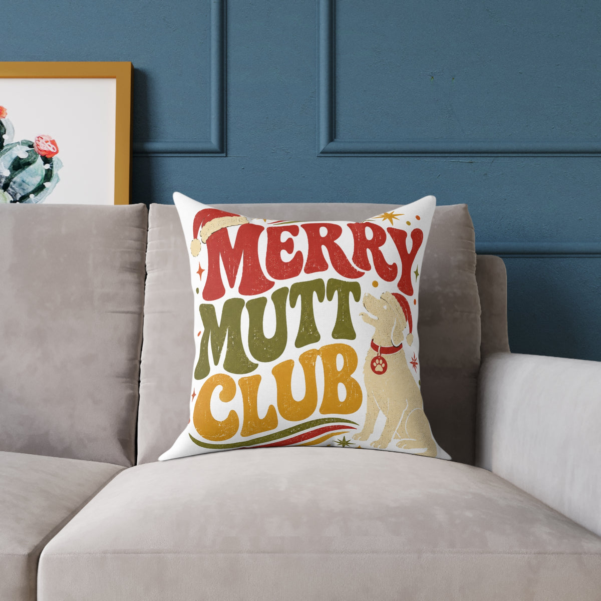 Merry Mutt Club Holiday Modern Day Christmas  Pillow