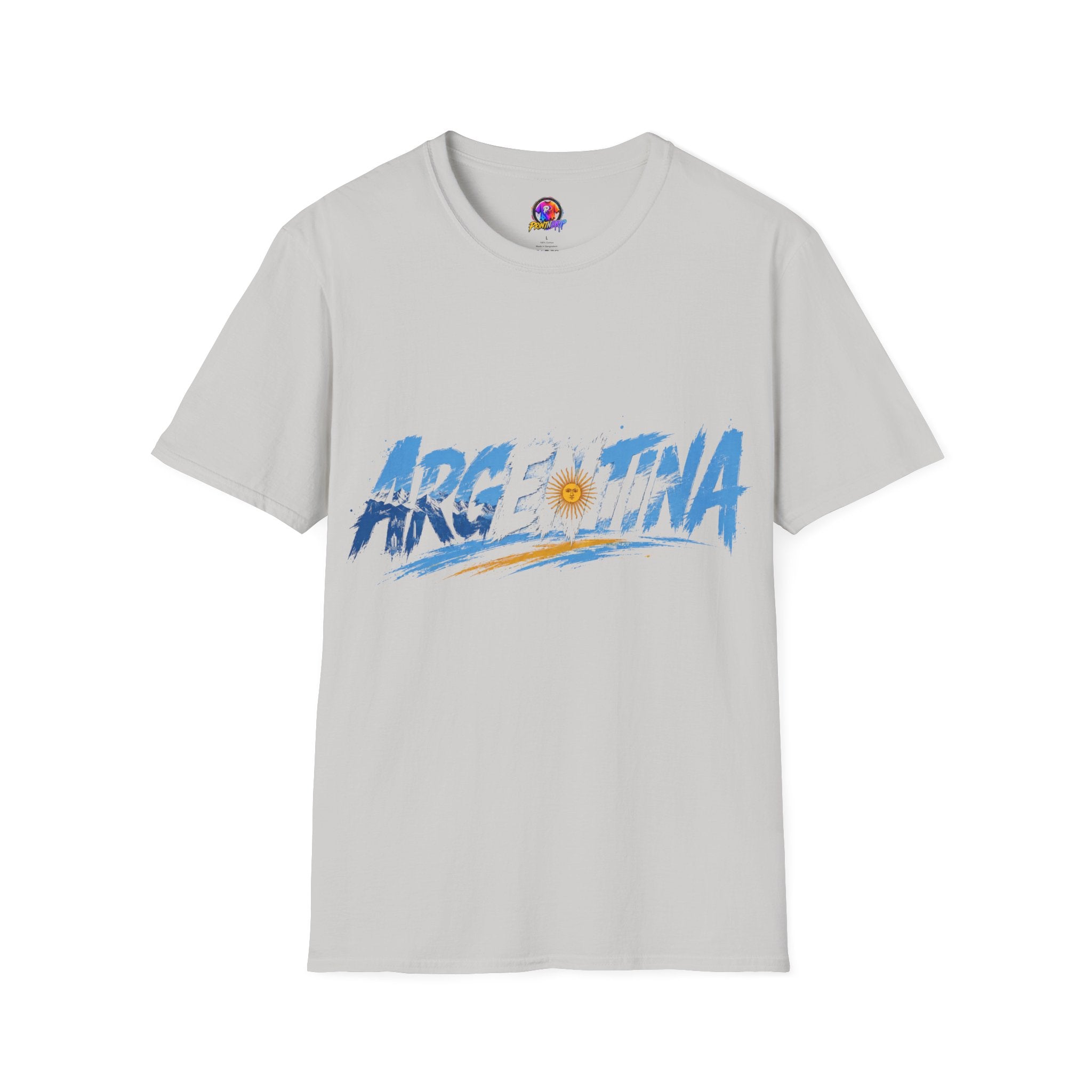 Argentina Graphic T-Shirt — Argentina Typography Tee with Sun & Flag Colors