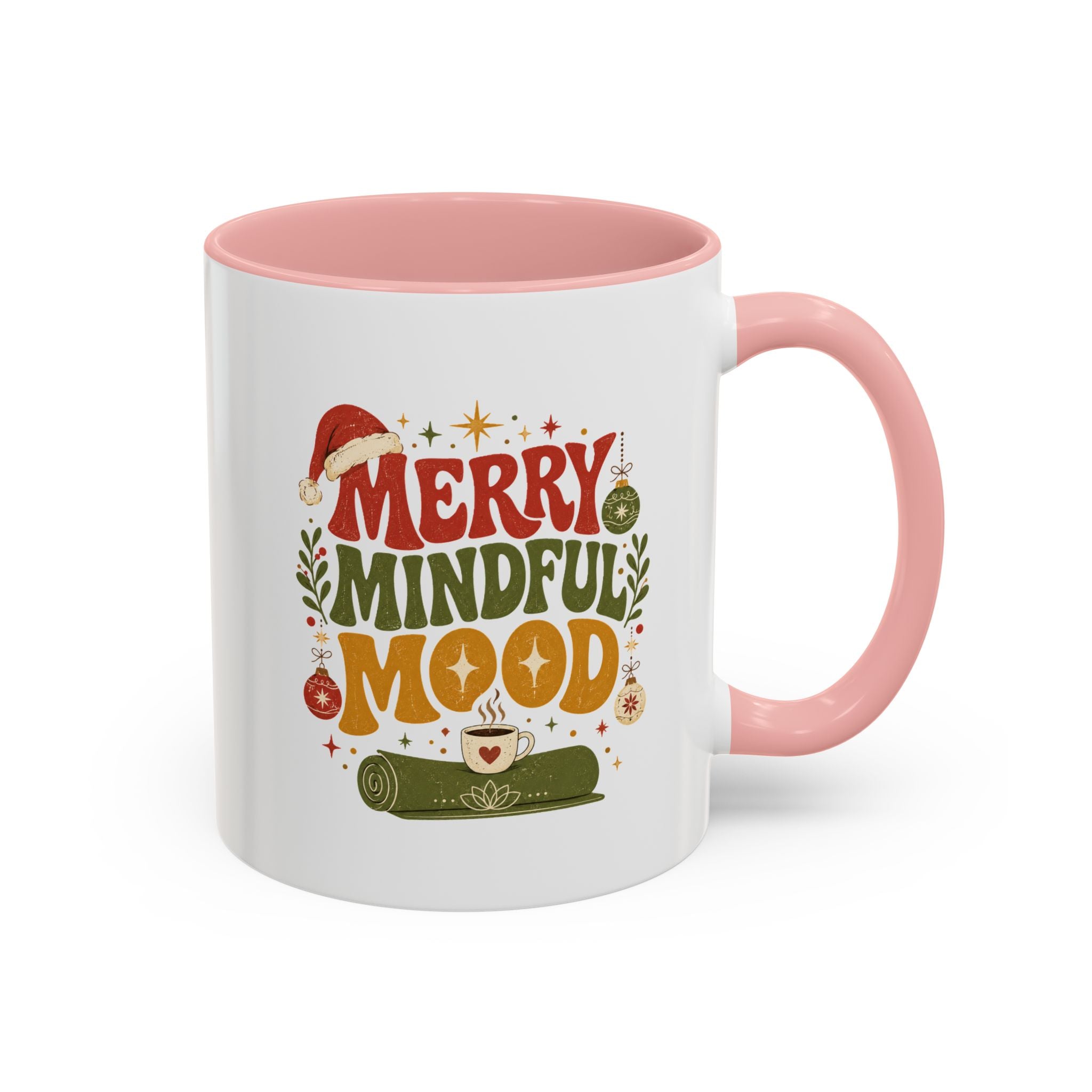 Modern Day Christmas Merry Mindful Mood Coffee Mug — Holiday Yoga & Relaxation Gift