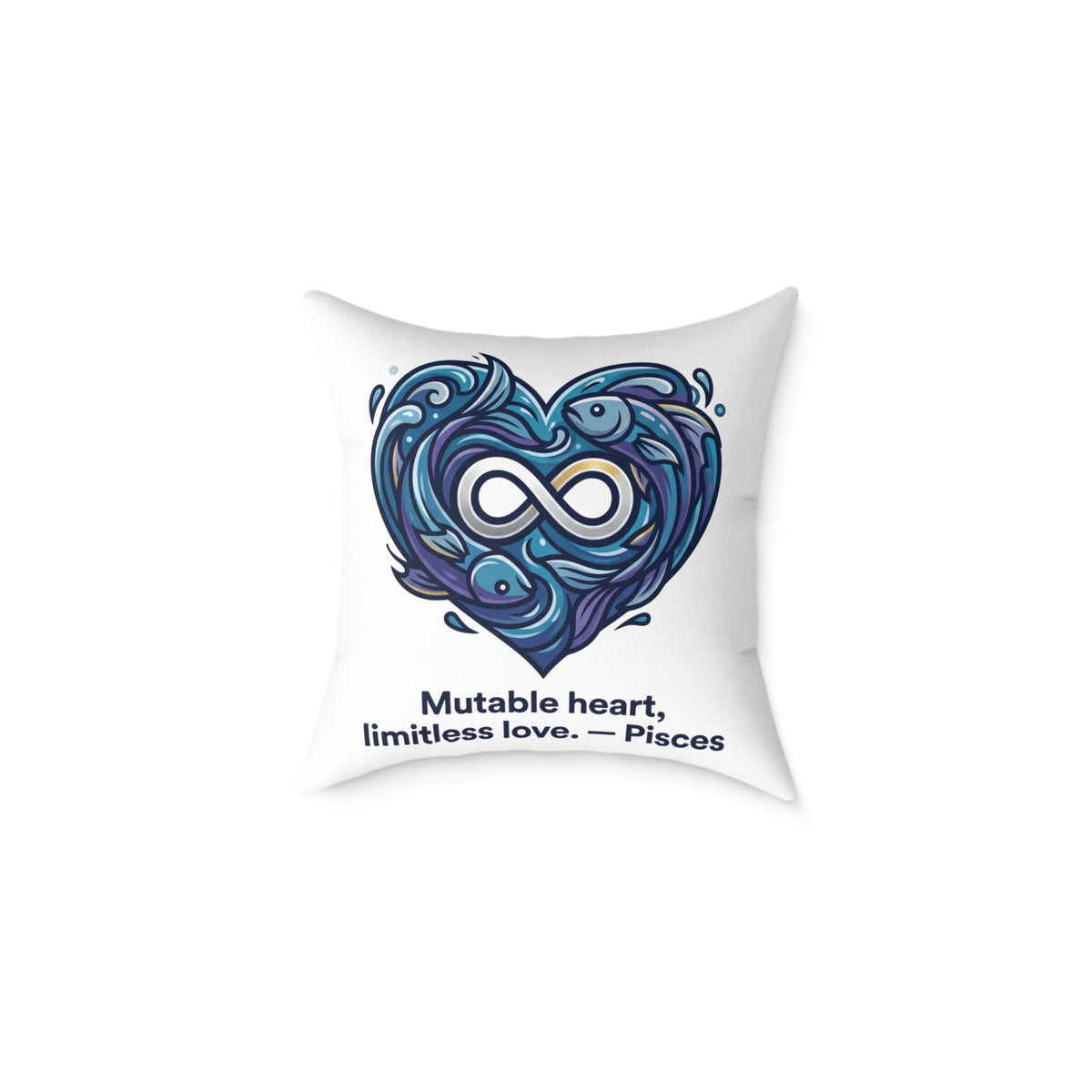 Pisces Zodiac Mutable Heart Limitless Love Square Poly Canvas Pillow