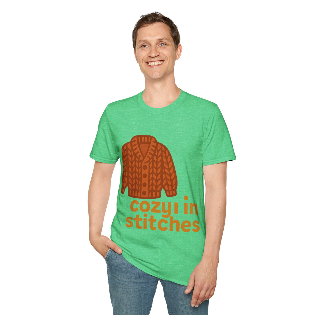 "Cozy In Stitches" Autumn Sweater Tee | Cute Knitting Crochet T-Shirt - Trending Now - September 2026