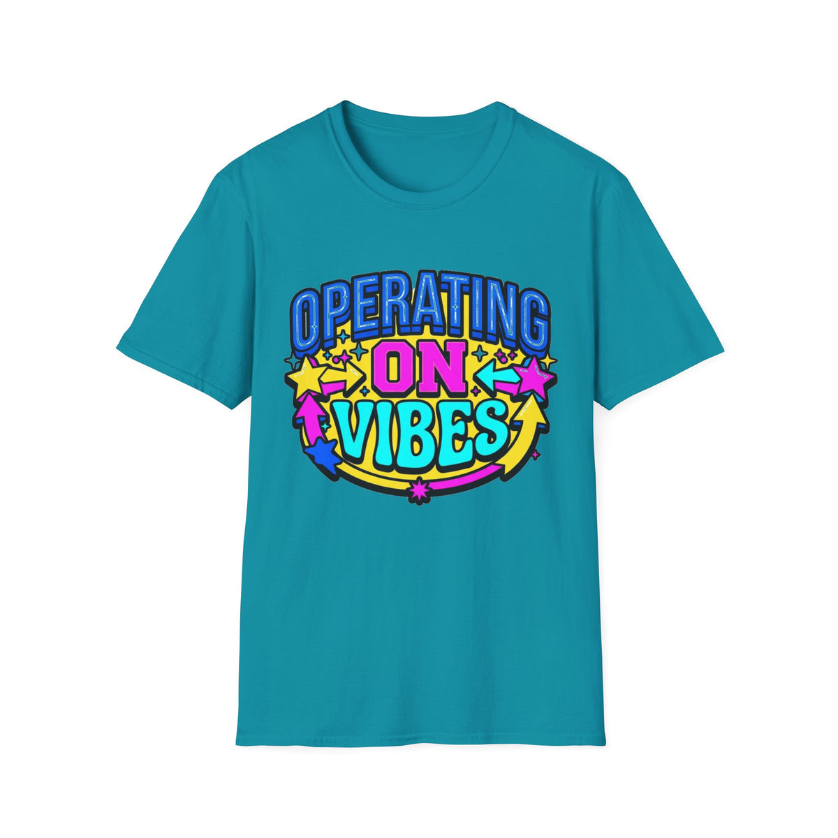 Operating On Good Vibes T-Shirt — Retro Rainbow Positive Energy Tee - Trending Now - August 2026