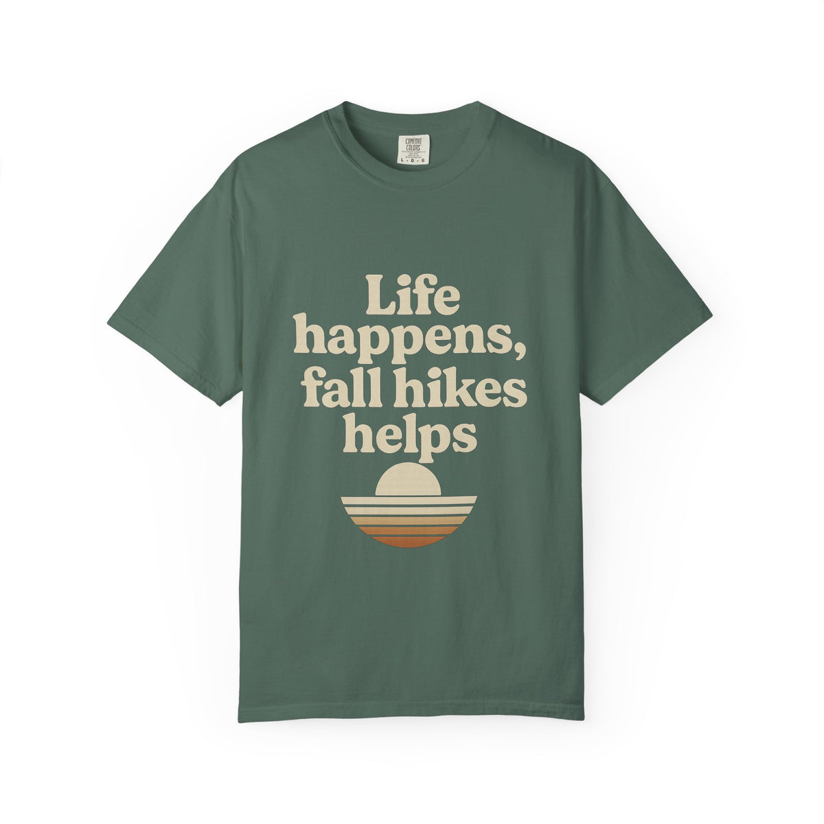Fall Hikes T‑Shirt — "Life Happens, Fall Hikes Helps" Retro Sunset Tee - Trending Now - October 2026