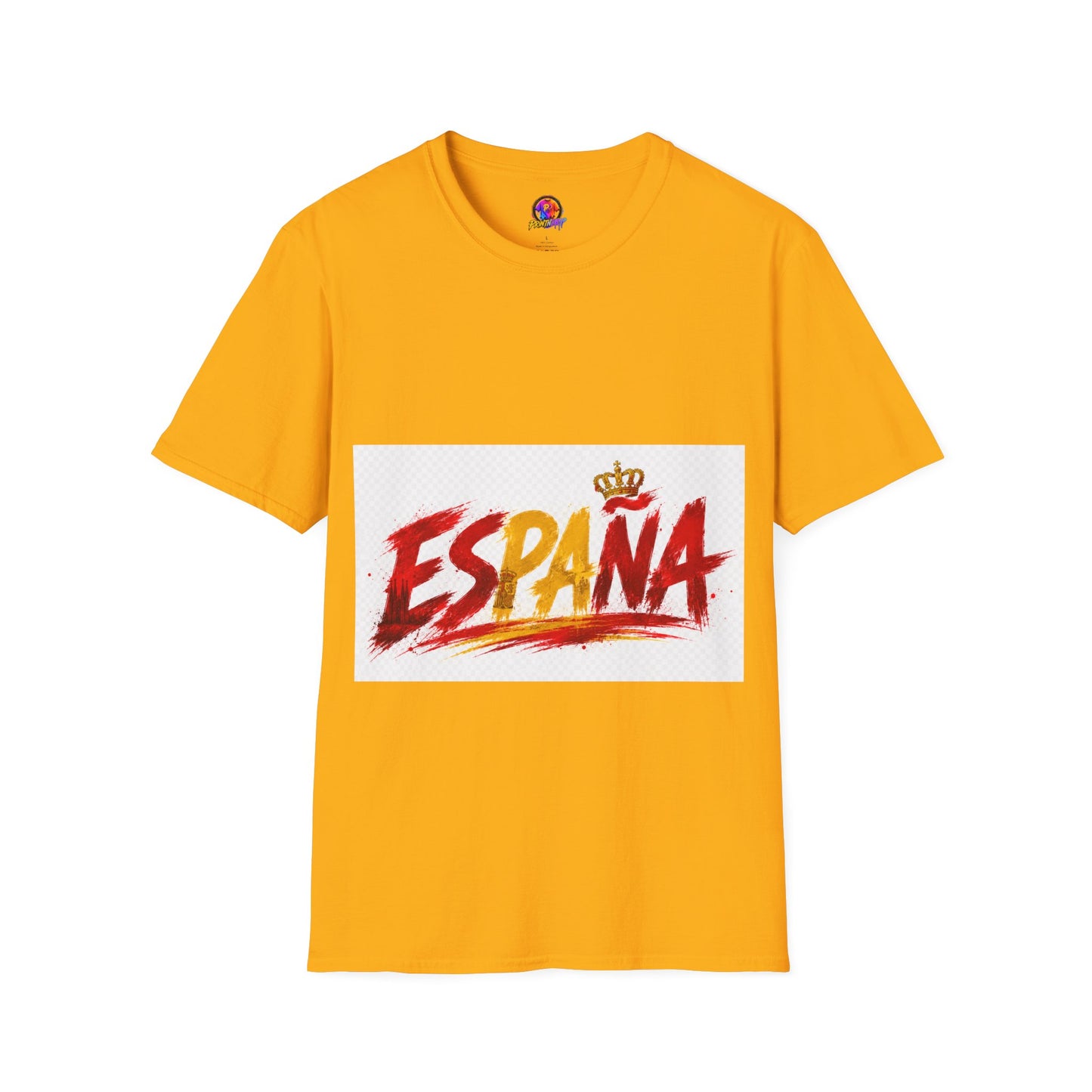 Spain  Graphic T-Shirt — Spanish Flag Brushstroke Design with Crown