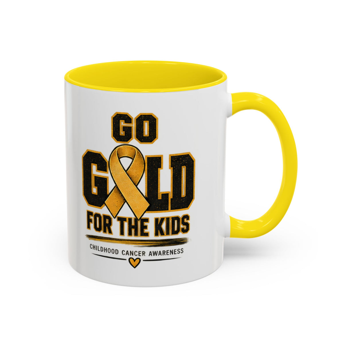 Go Gold For The Kids Accent Coffee Mug — Childhood Cancer Awareness 11/15oz