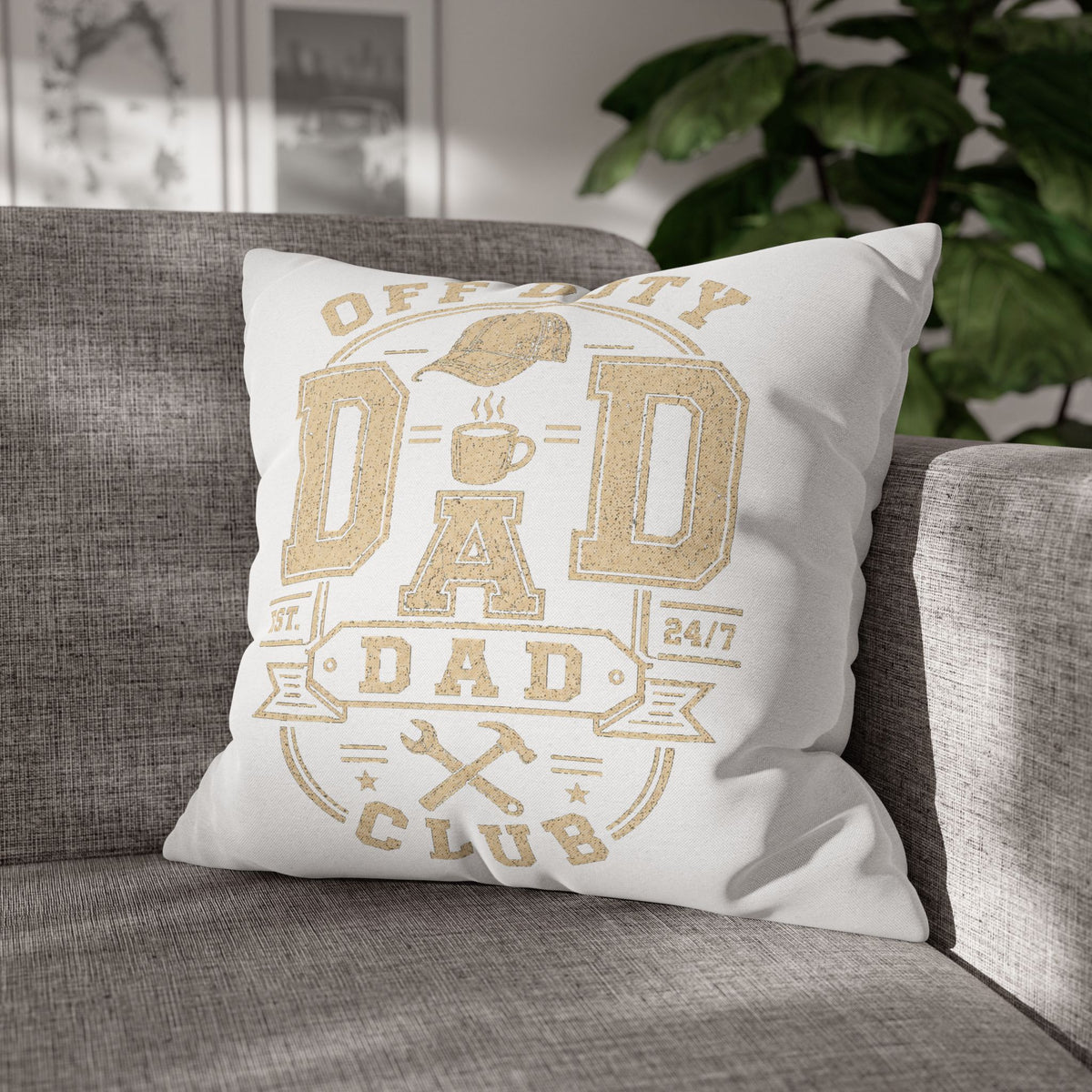 Off Duty Dad Club Throw Pillowcase — 'Off Duty DAD' Decorative Cushion Cover for Father’s Day Milo Bailey Dog Dad Mom