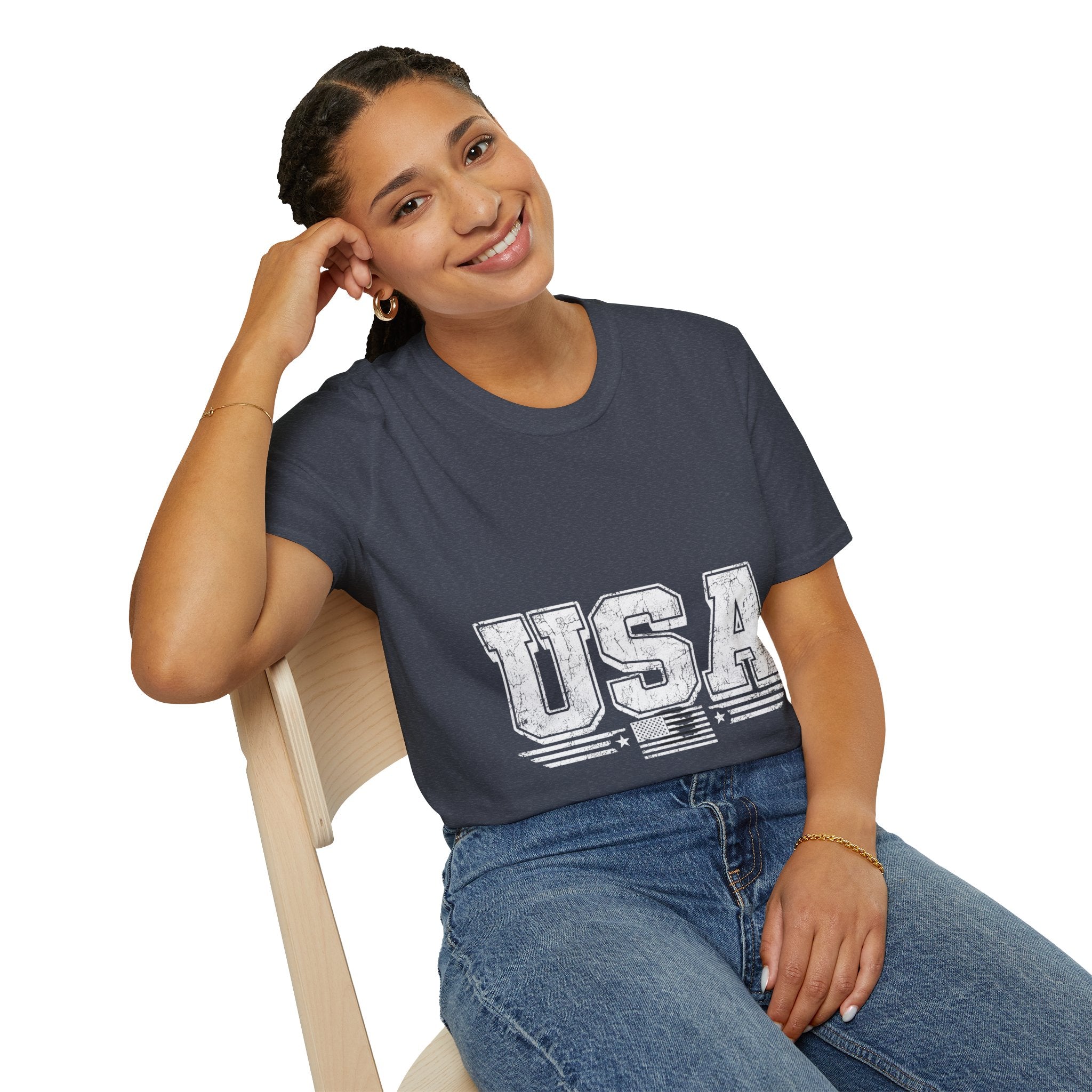 USA Vintage Block T-Shirt — Patriotic Americana Graphic Tee