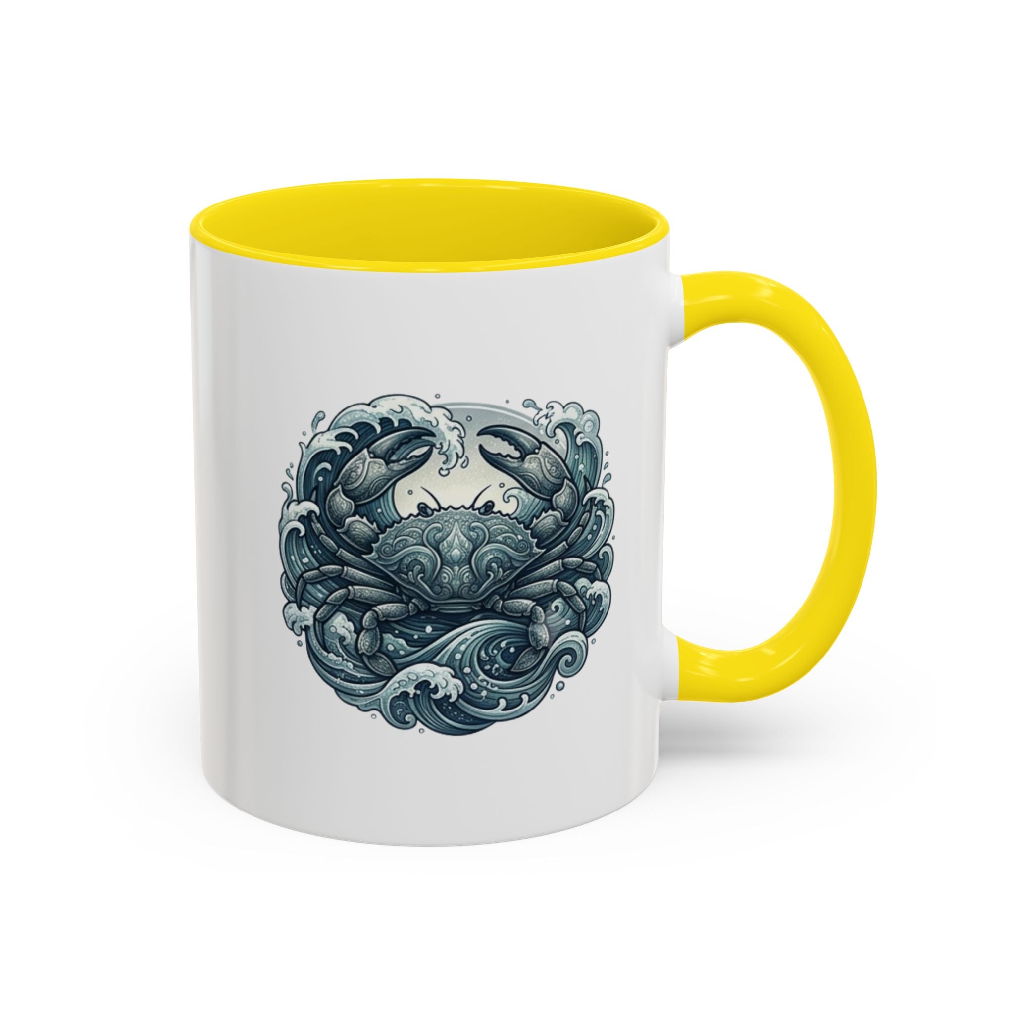 Crab Wave Accent Coffee Mug — Nautical Ocean Art