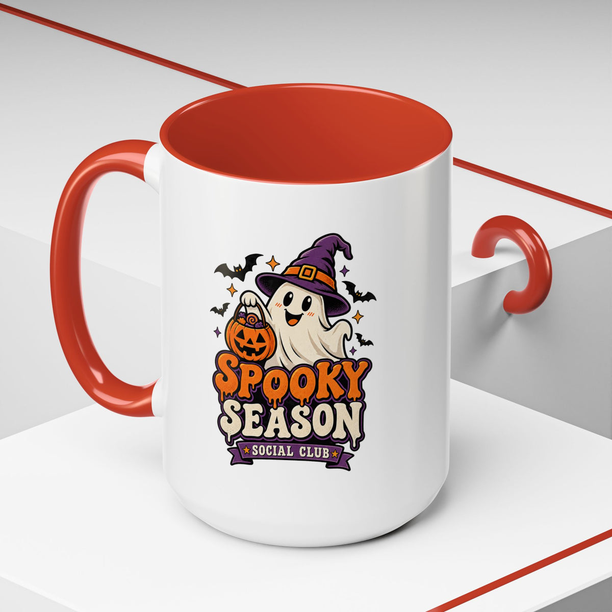 Spooky Season Coffee Mug — Cute Ghost Halloween Accent Mug (11/15oz)