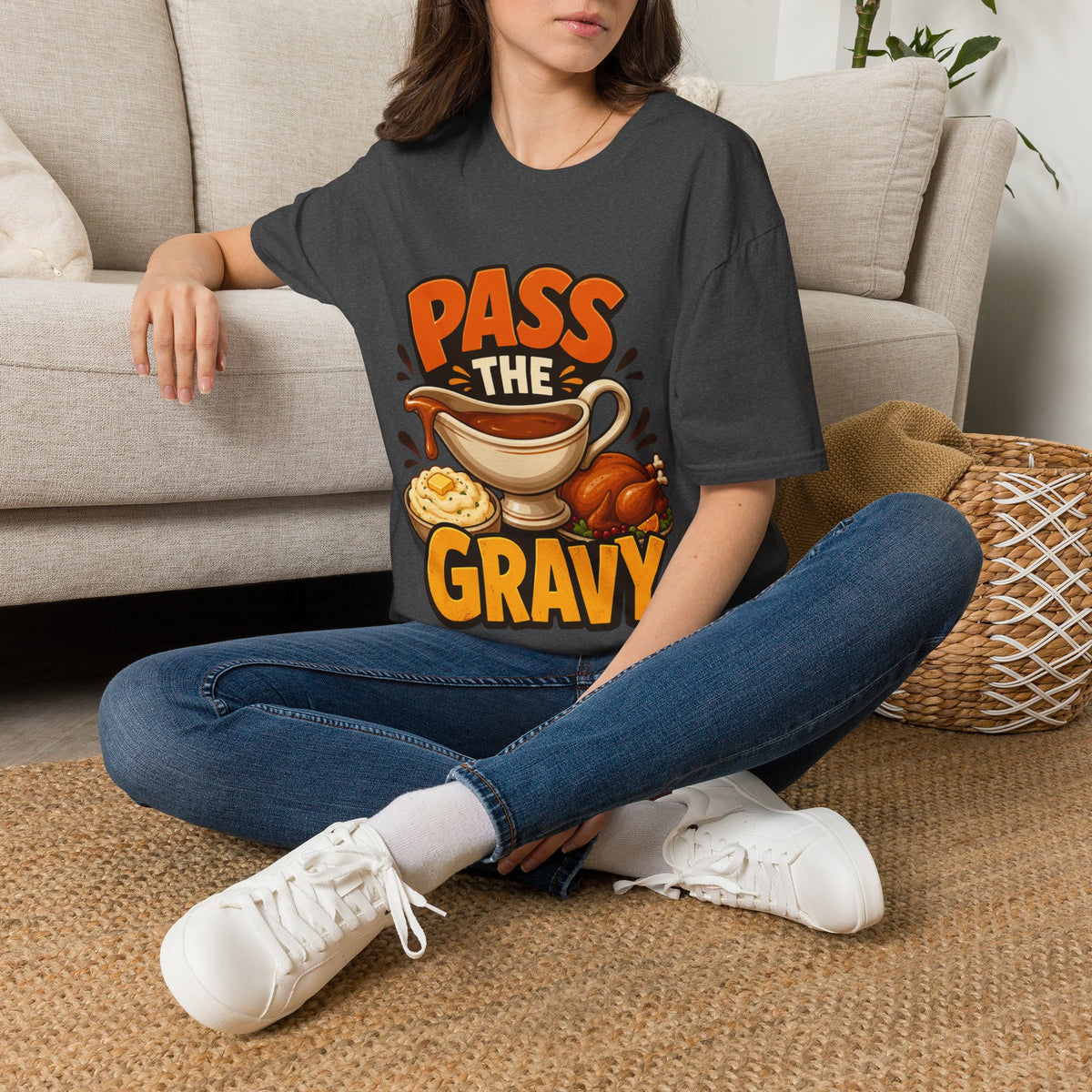 Thanksgiving T-Shirt Pass the Gravy T-Shirt — Funny Thanksgiving Turkey Dinner Tee